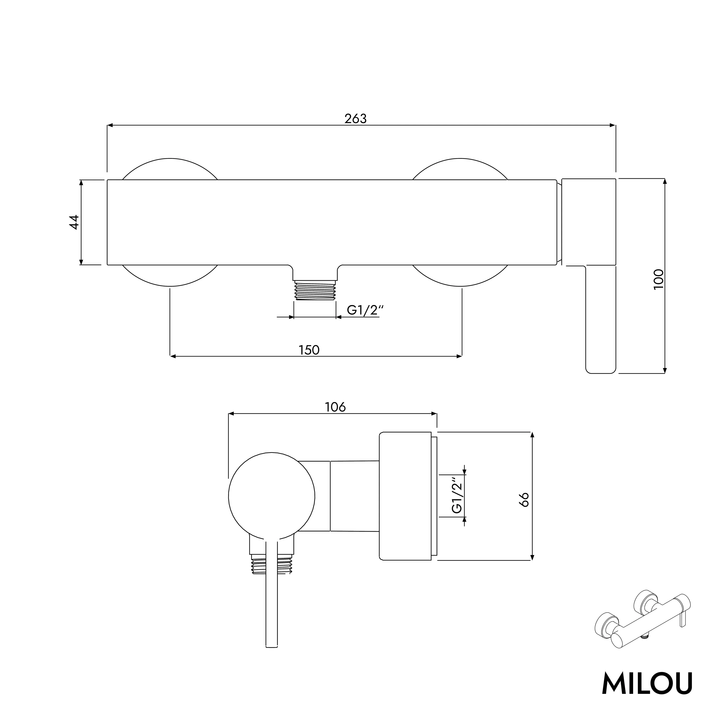 Bateria prysznicowa MILOU natynkowa - Image 7