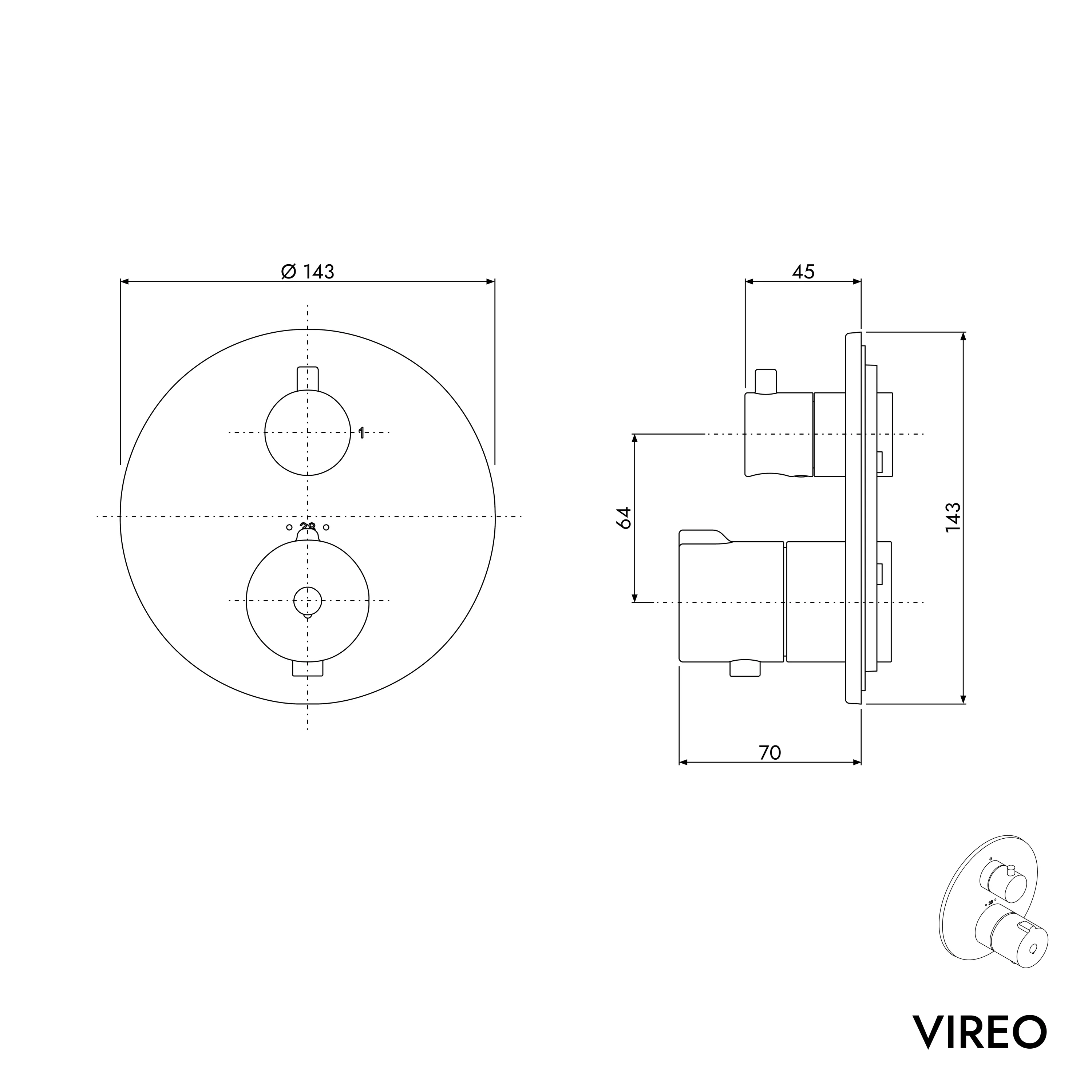 Bateria termostatyczna podtynkowa VIREO - Image 7