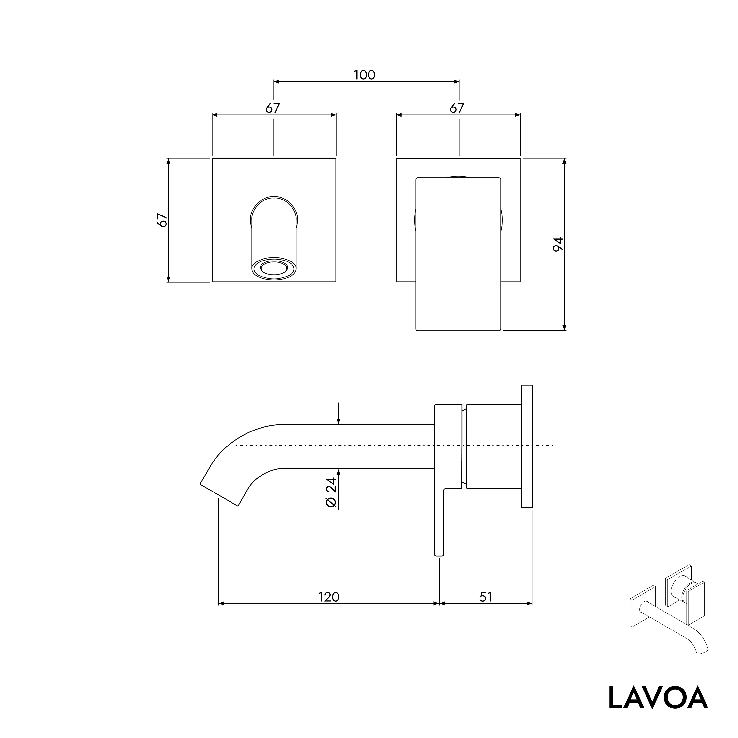 Bateria umywalkowa ścienna LAVOA - Image 7
