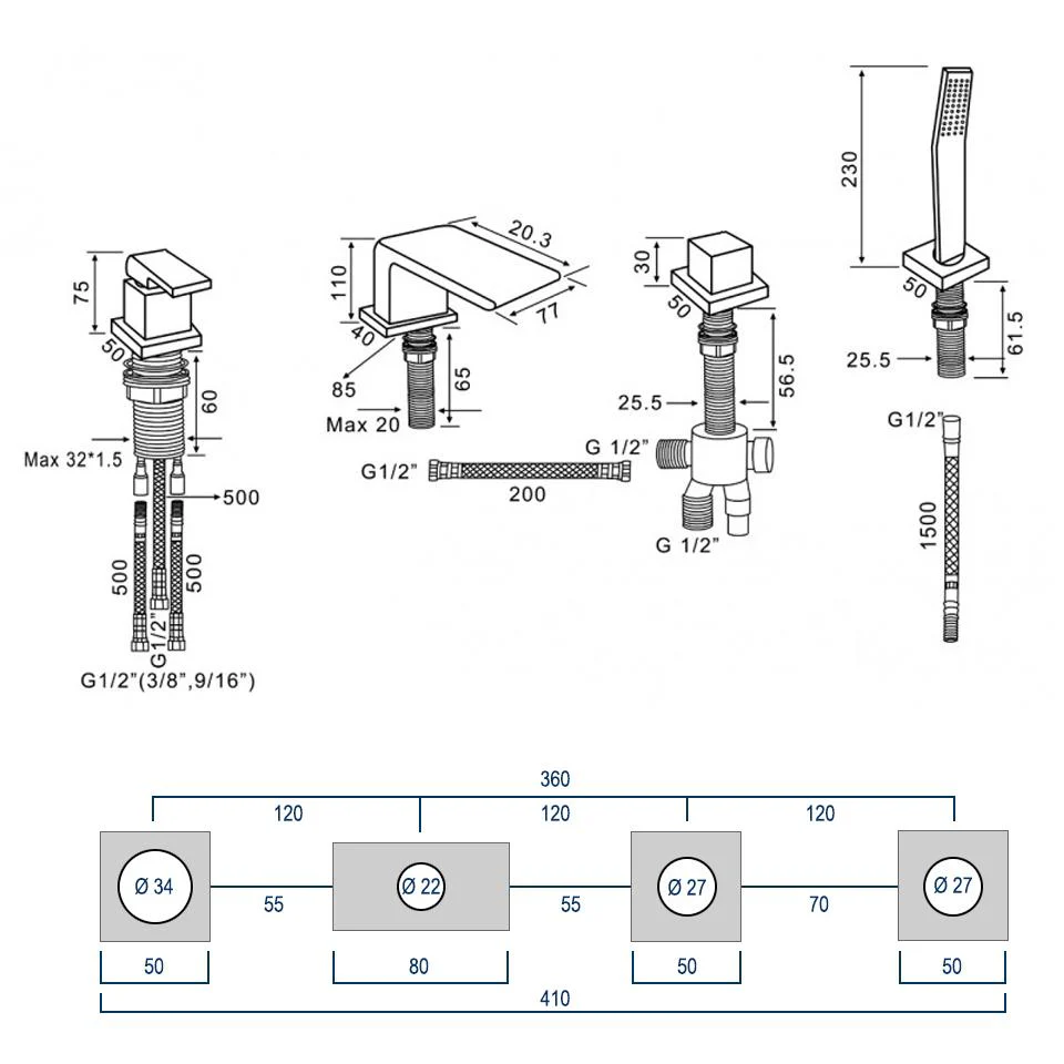 Bateria wannowa natynkowa 6080B - Image 10