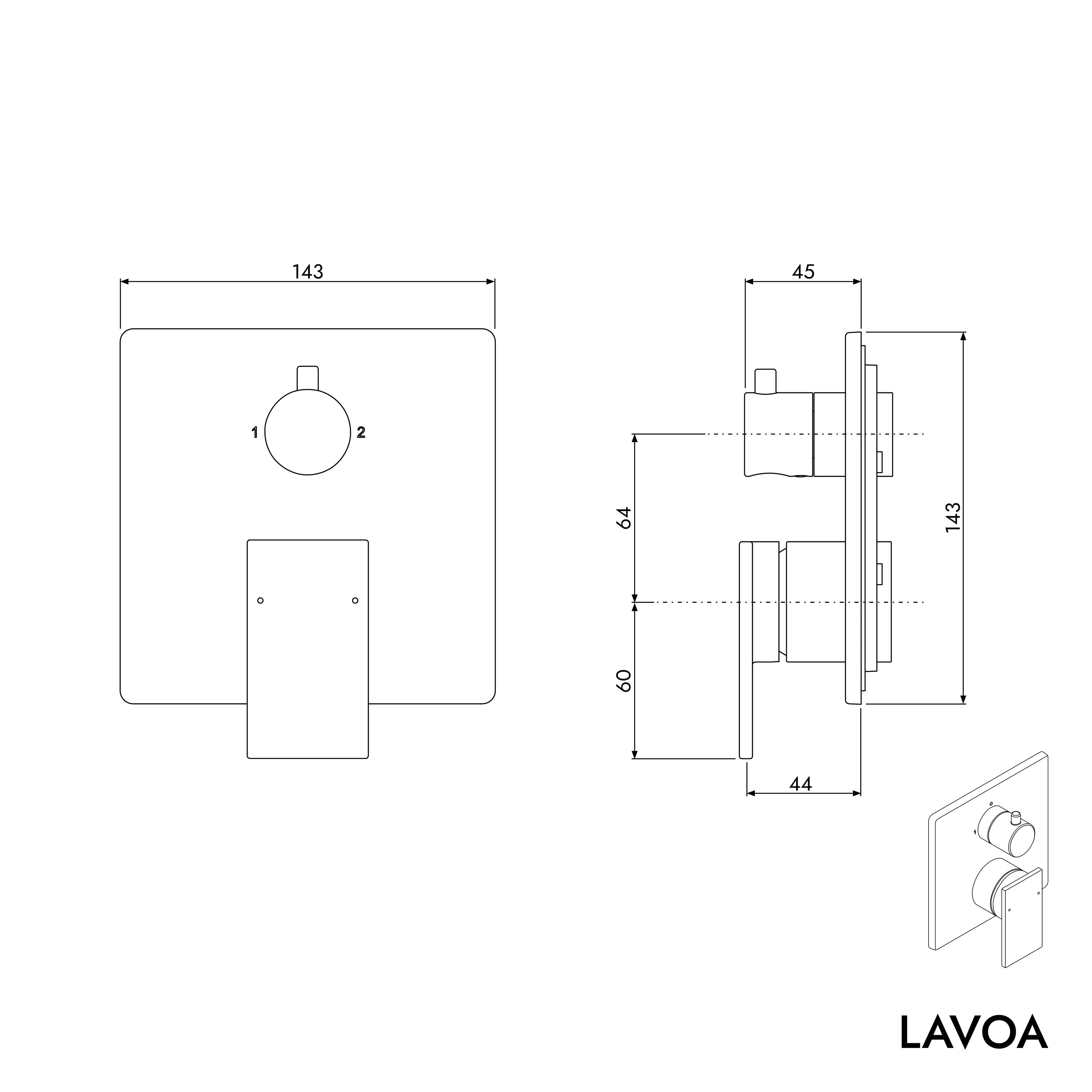 Armatura wannowa LAVOA podtynkowa - Image 7