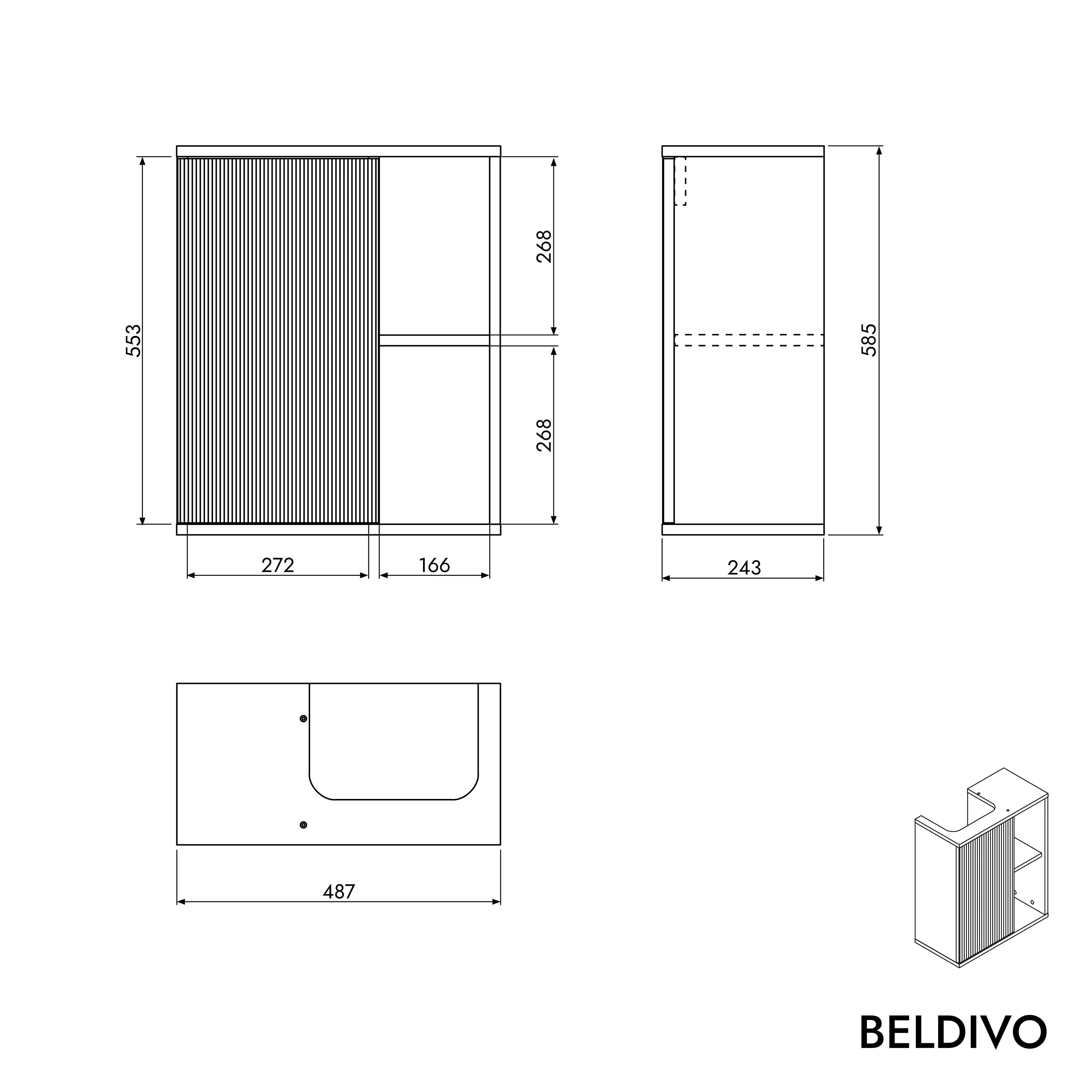 BELDIVO szafka podumywalkowa 50 cm z białą umywalką - drzwi lewe - różne kolory - Image 30