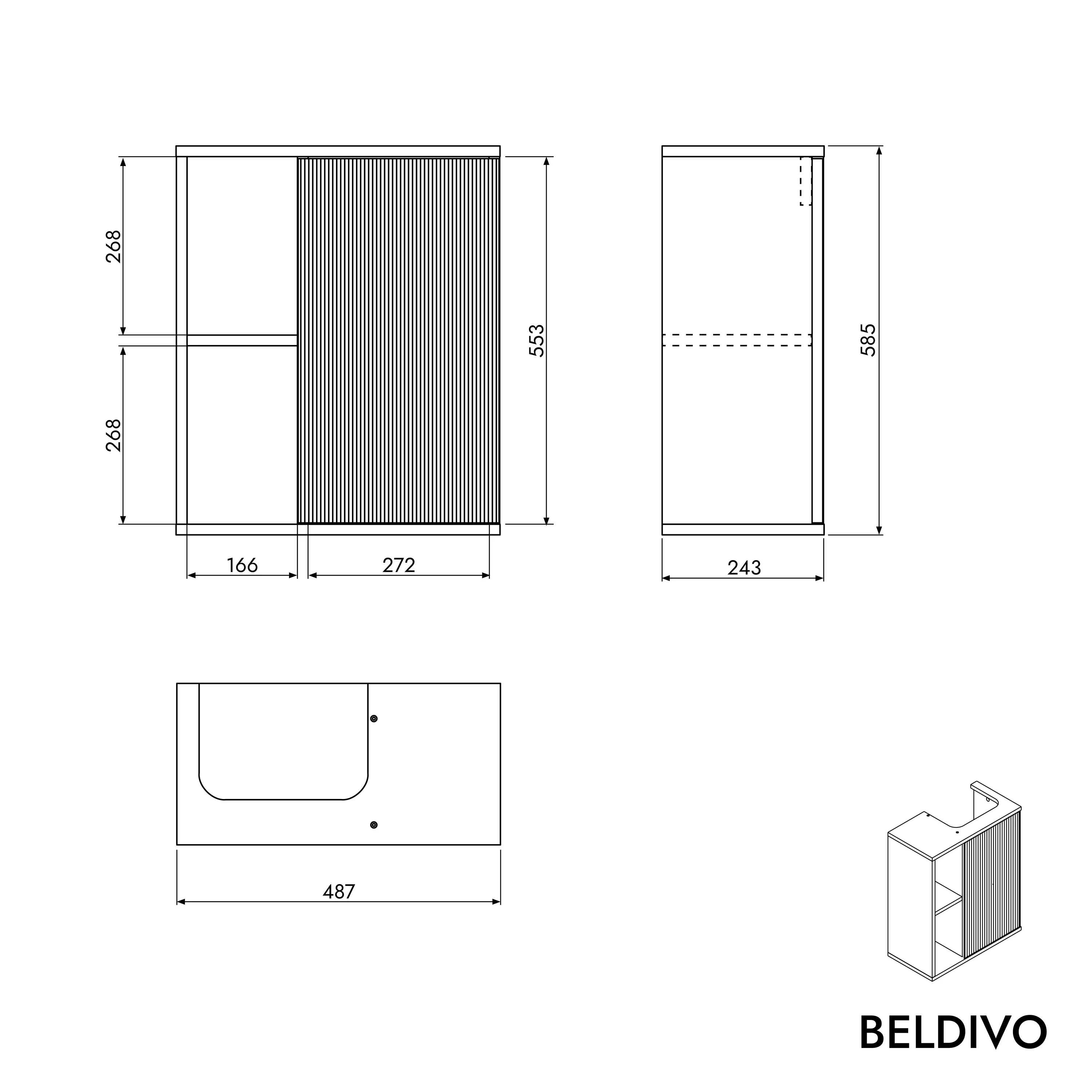 BELDIVO szafka podumywalkowa 50 cm z białą umywalką - drzwi prawe - różne kolory - Image 30