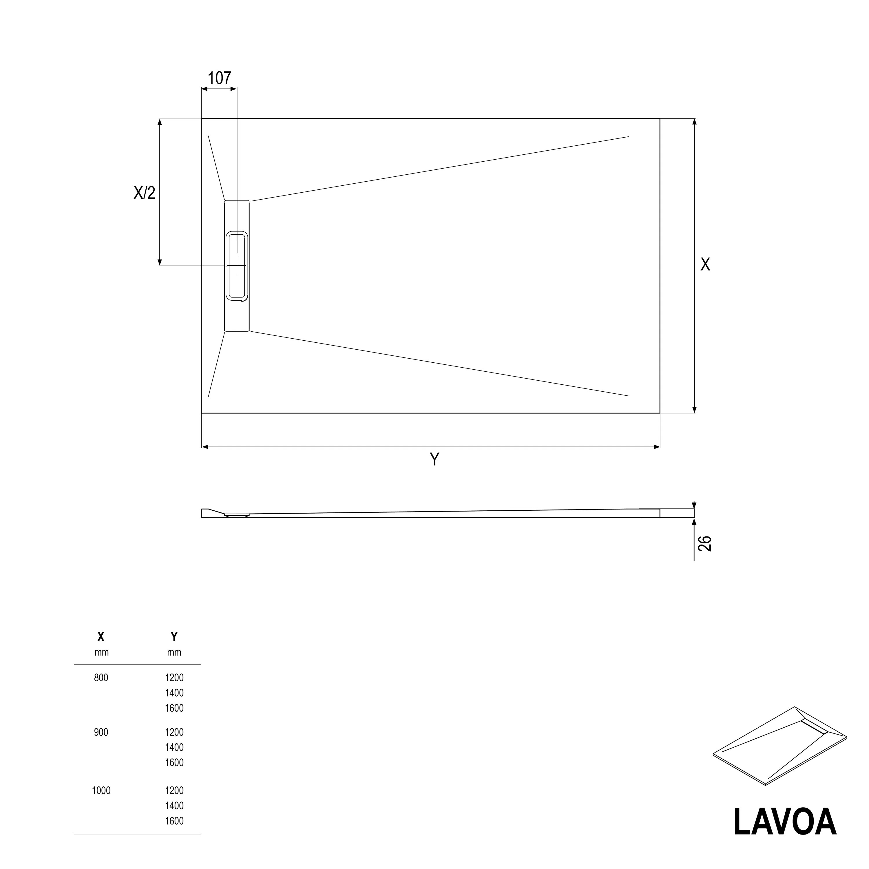 Brodzik prysznicowy płaski odlew mineralny LAVOA  - Image 46