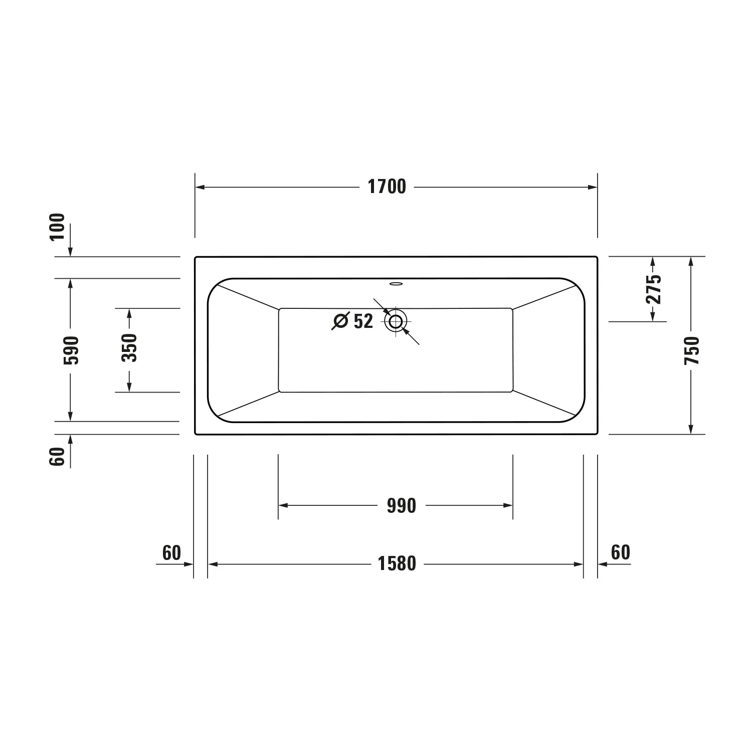 Duravit DuraPecos prostokątna wanna do zabudowy - Image 7