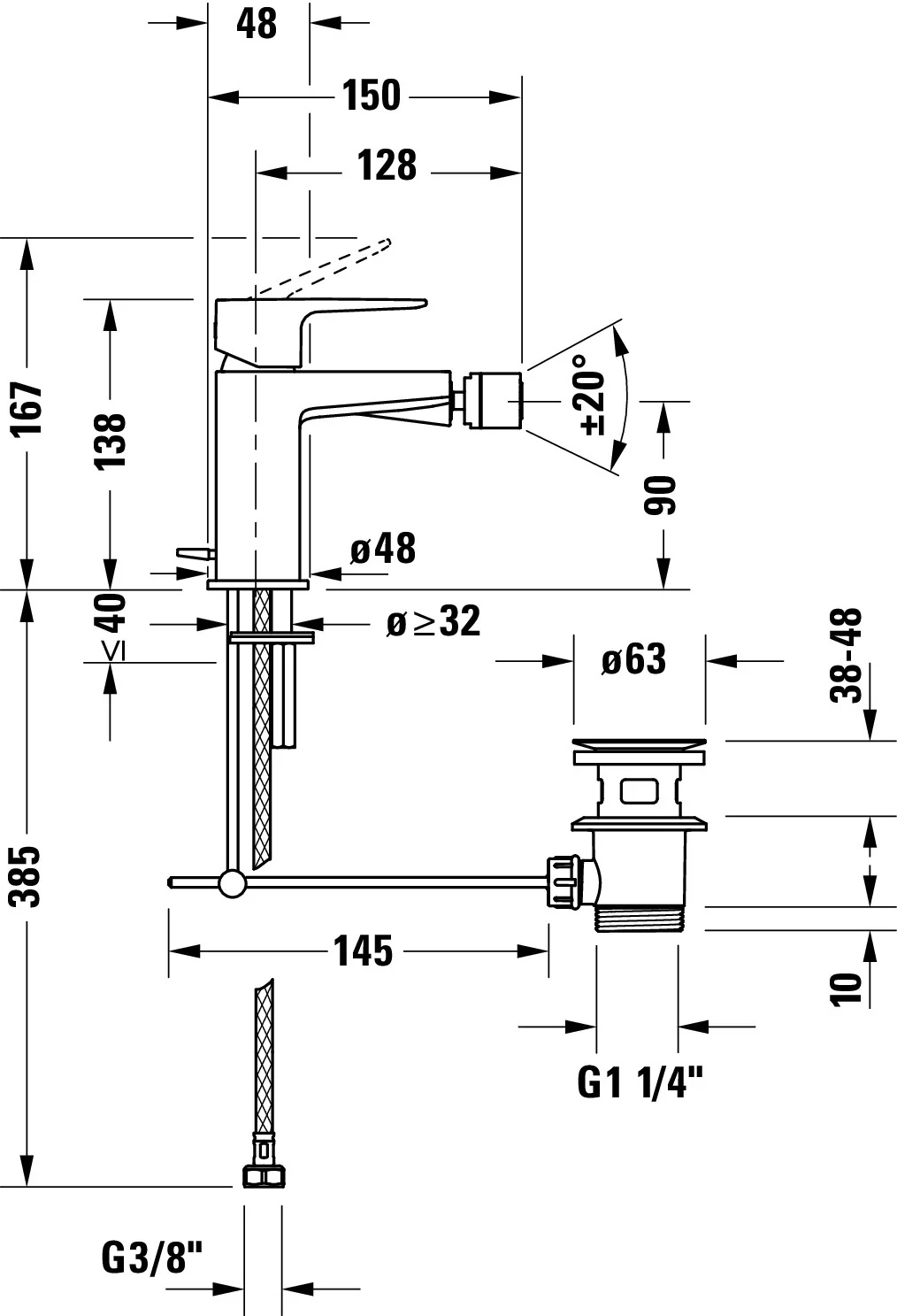 Duravit Manhattan jednouchwytowa bateria bidetowa - Image 4