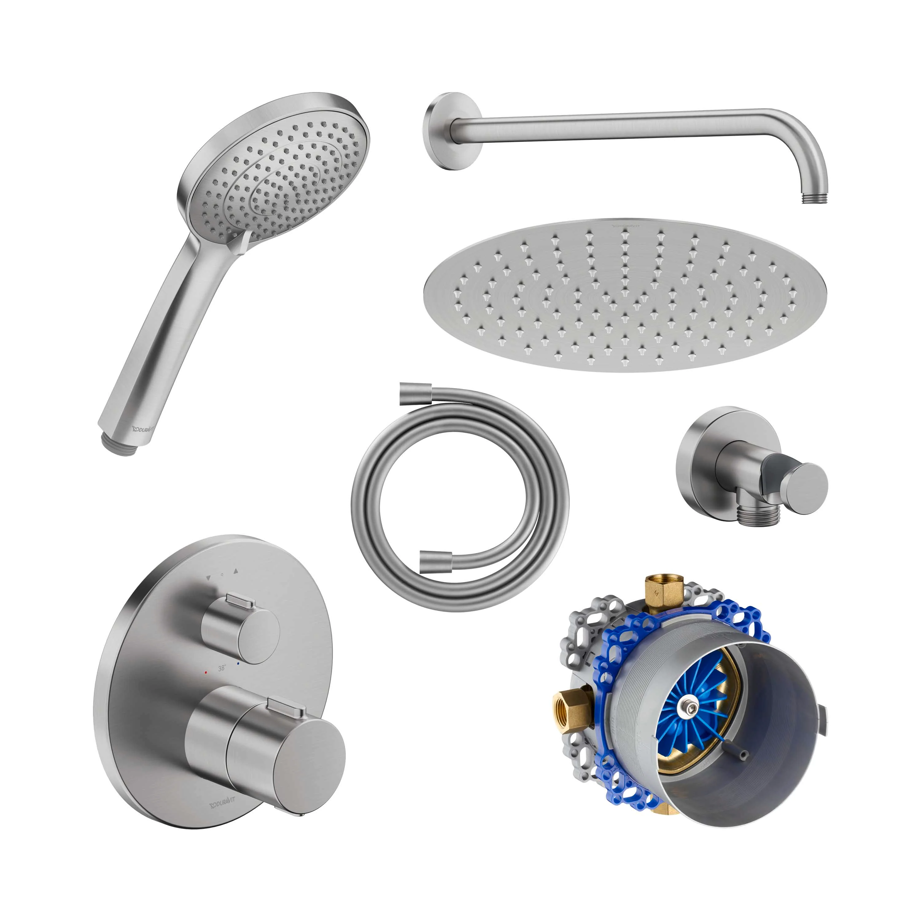 Podtynkowy system prysznicowy Duravit z termostatem i deszczownicą - Image 37
