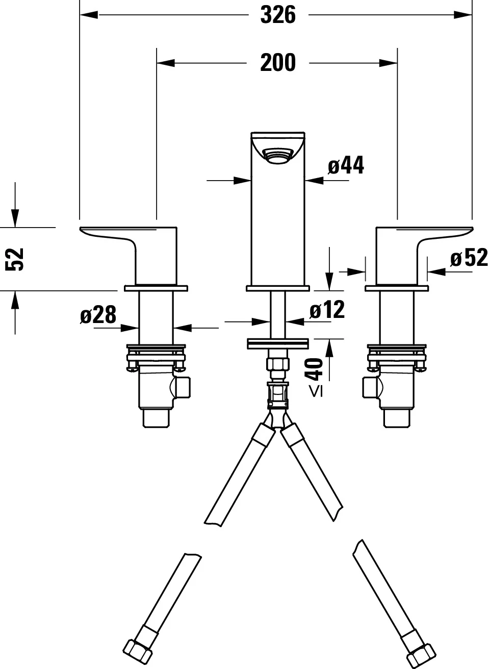 Bateria umywalkowa 3-otworowa Duravit Wave - Image 7
