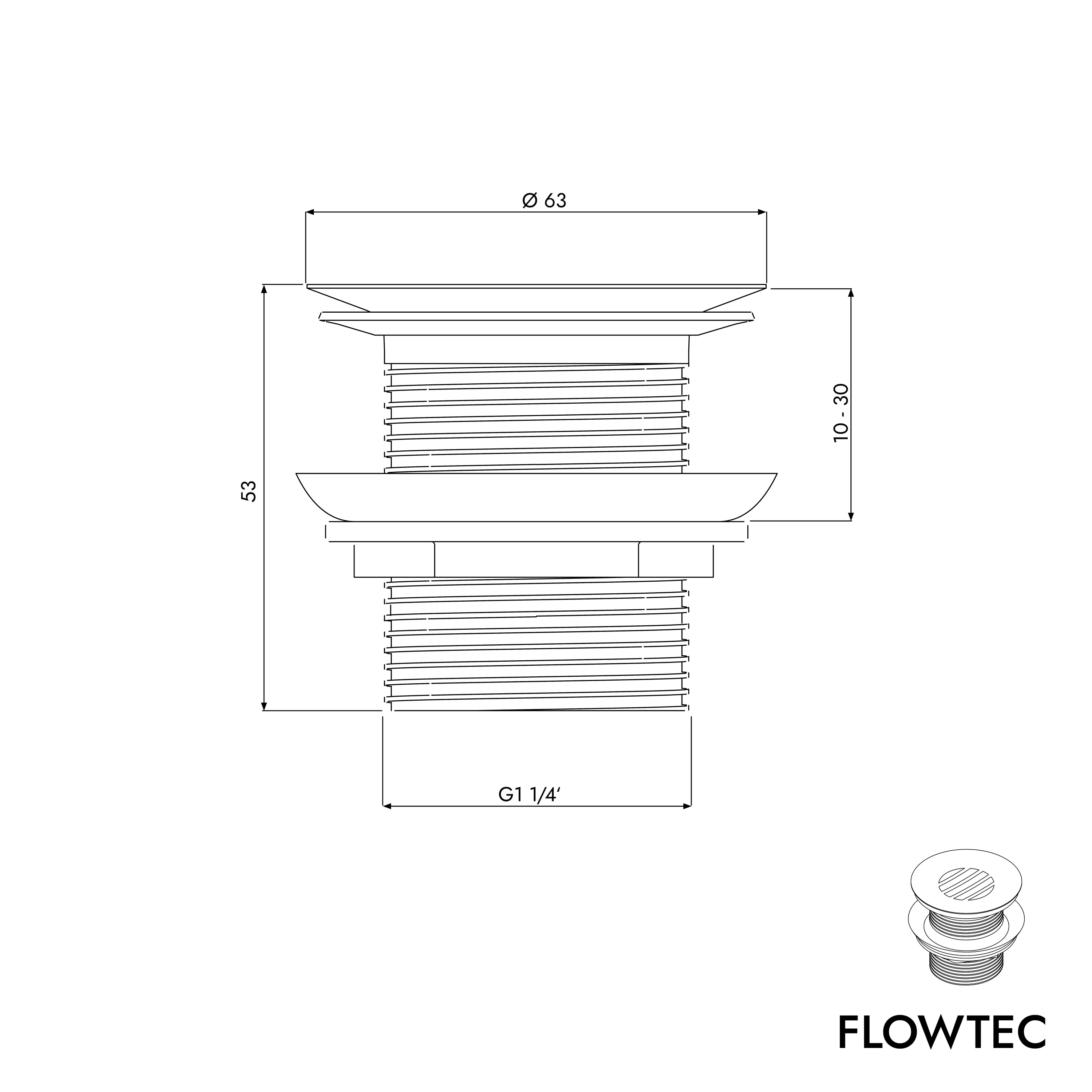 Zawór odpływowy FLOWTEC z sitkiem - Image 5