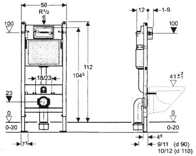 Geberit Duofix Basic element przedścienny z płuczką Delta UP100 - Image 6