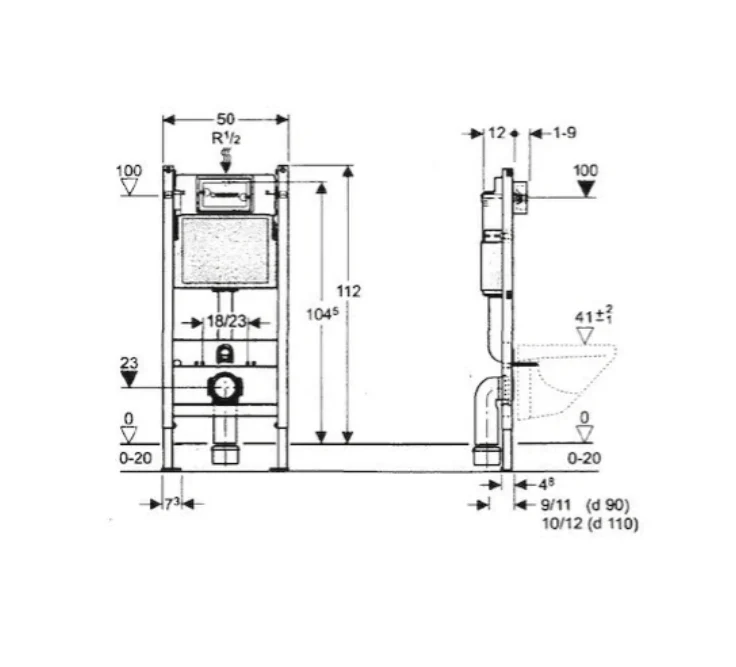 Geberit Duofix Basic element przedścienny z płuczką Delta UP100 - Image 8