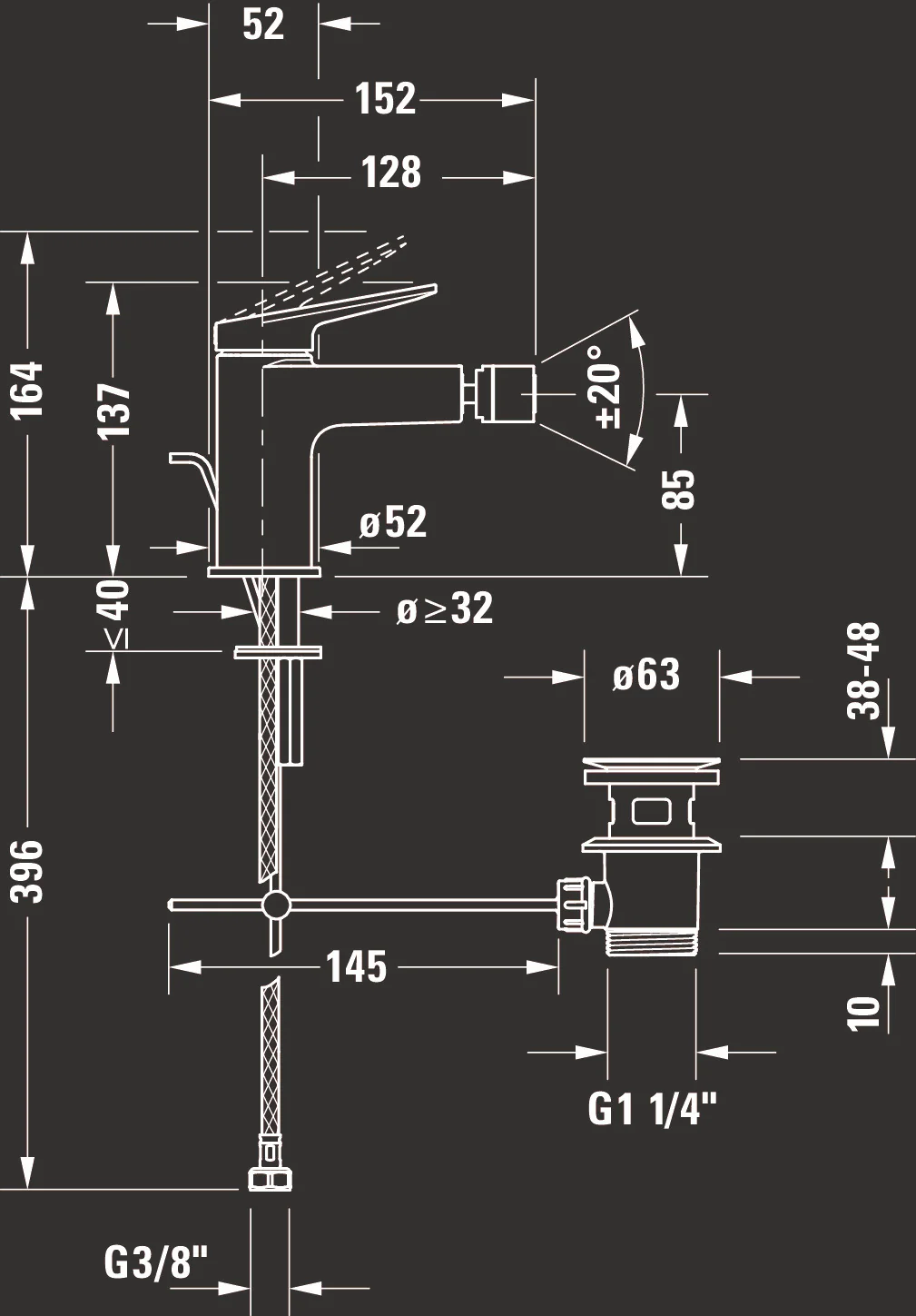 Duravit Wave jednouchwytowa bateria bidetowa - Image 11