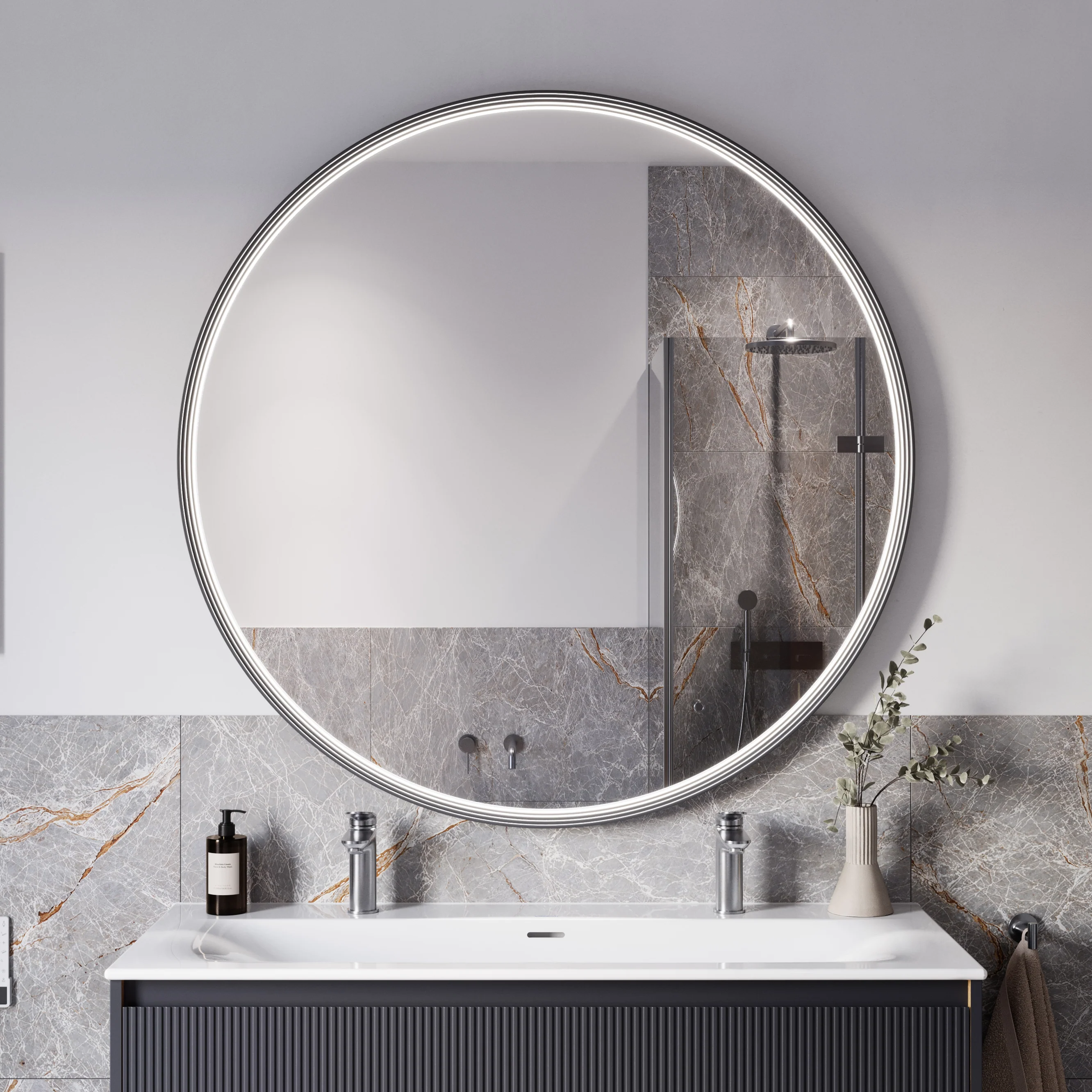 Lustro łazienkowe LED BELDIVO okrągłe - 120 cm - Image 2