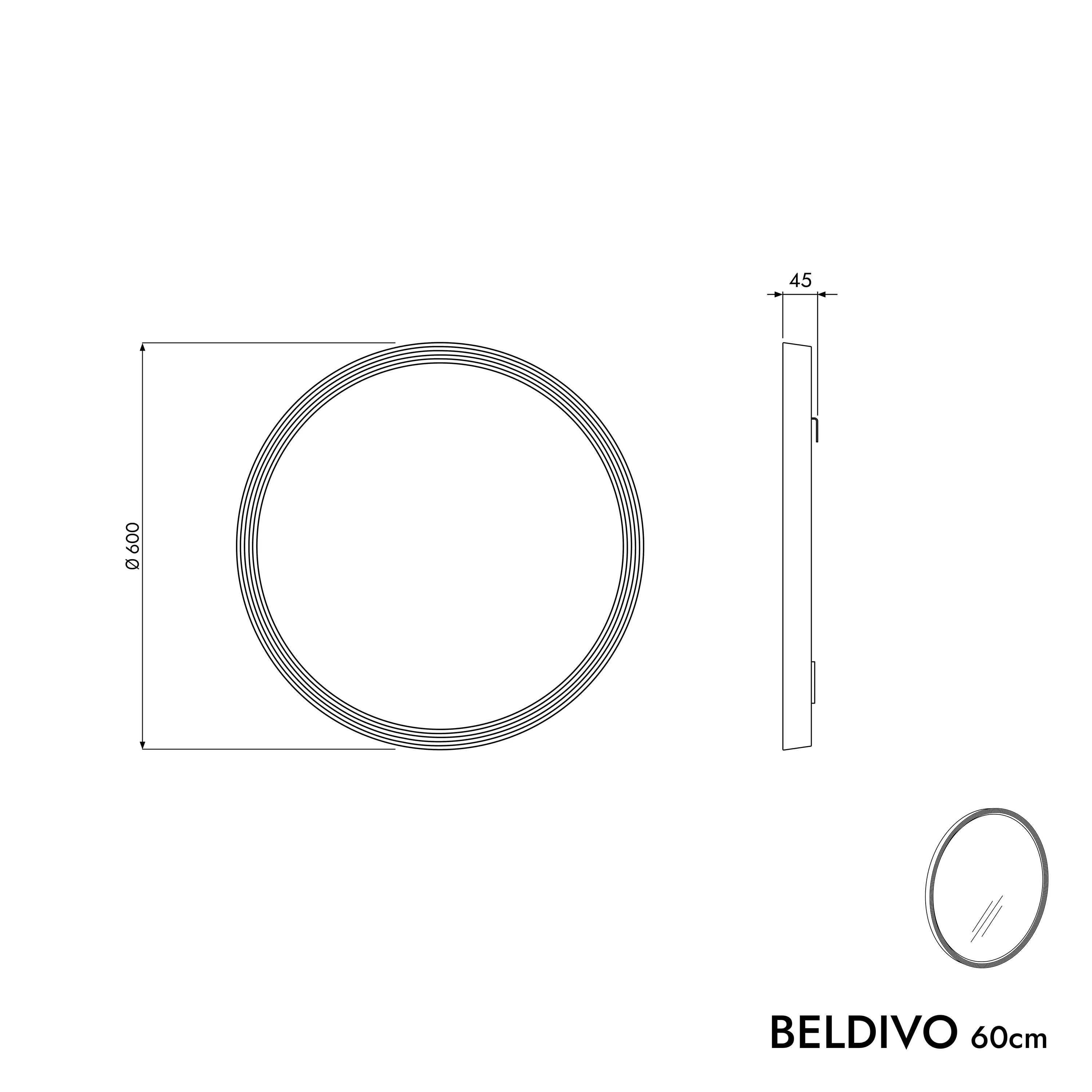 Lustro łazienkowe LED BELDIVO okrągłe - 60 cm - Image 43