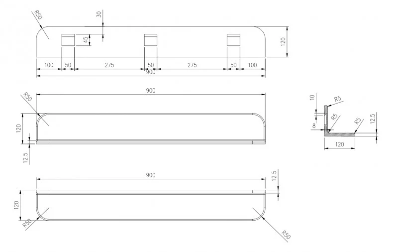 Półka ścienna łazienkowa PB4202 - Image 3