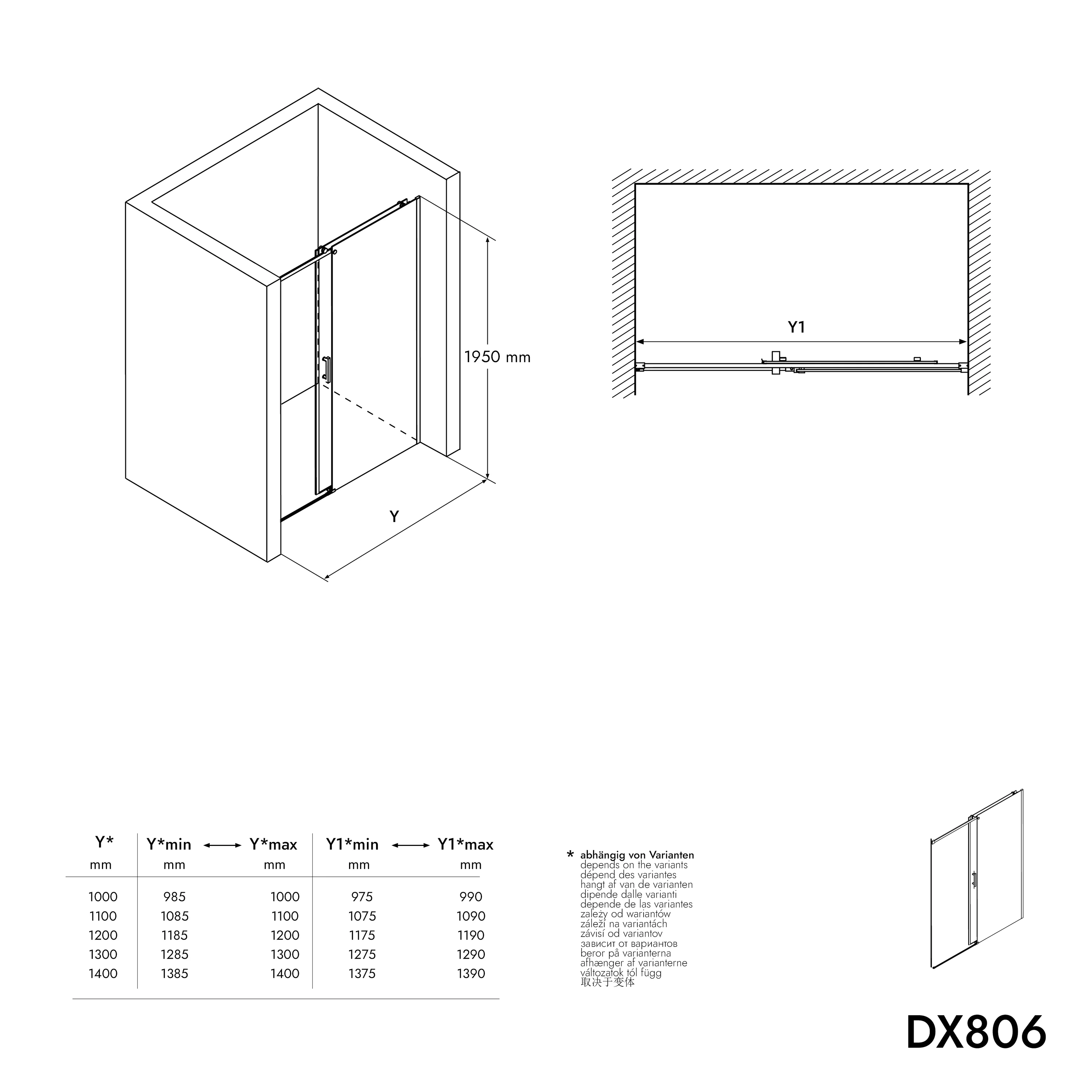 Drzwi prysznicowe przesuwne ze ścianką DX806A FLEX - Image 14