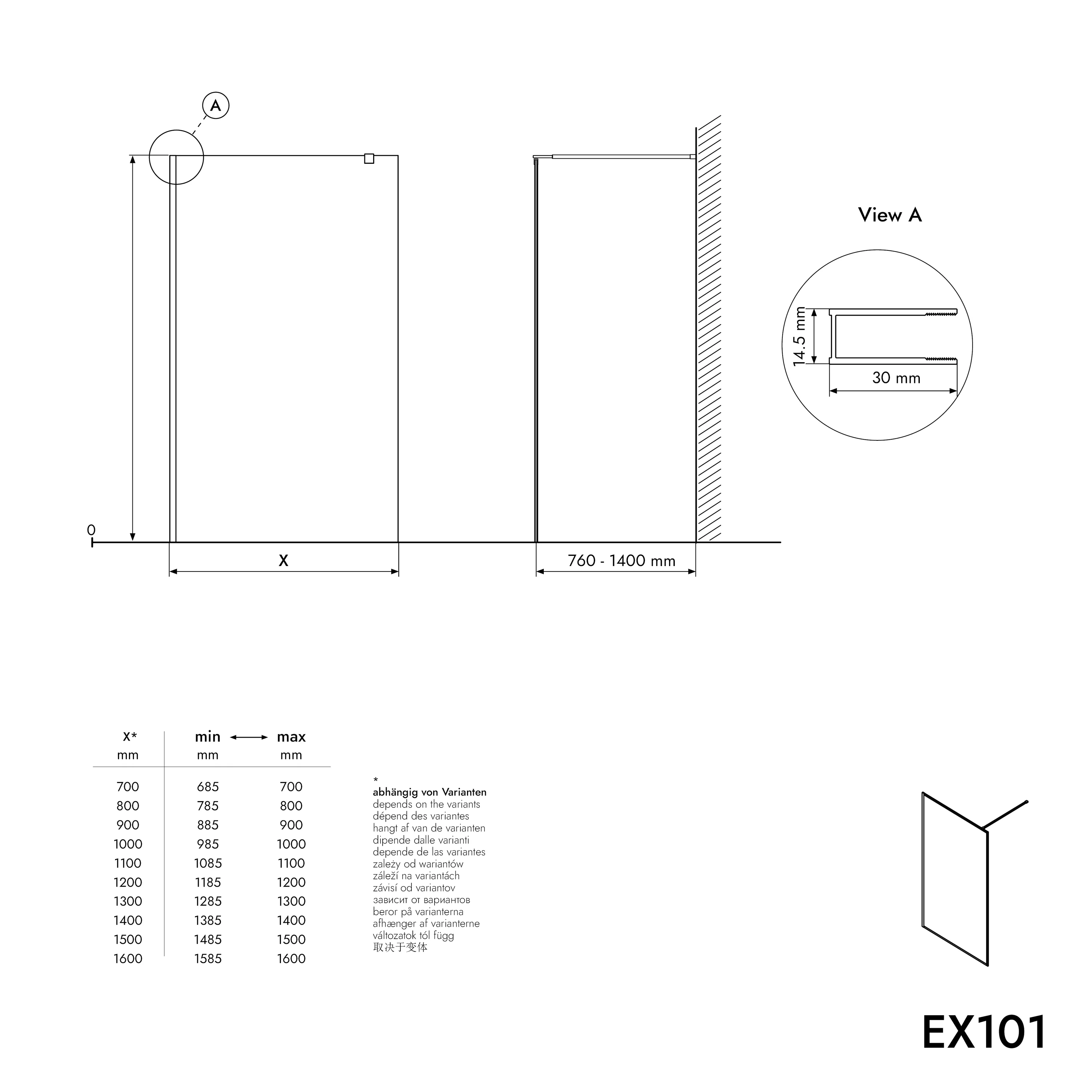 Parawan prysznicowy Walk-In Nano EX101 - Image 9