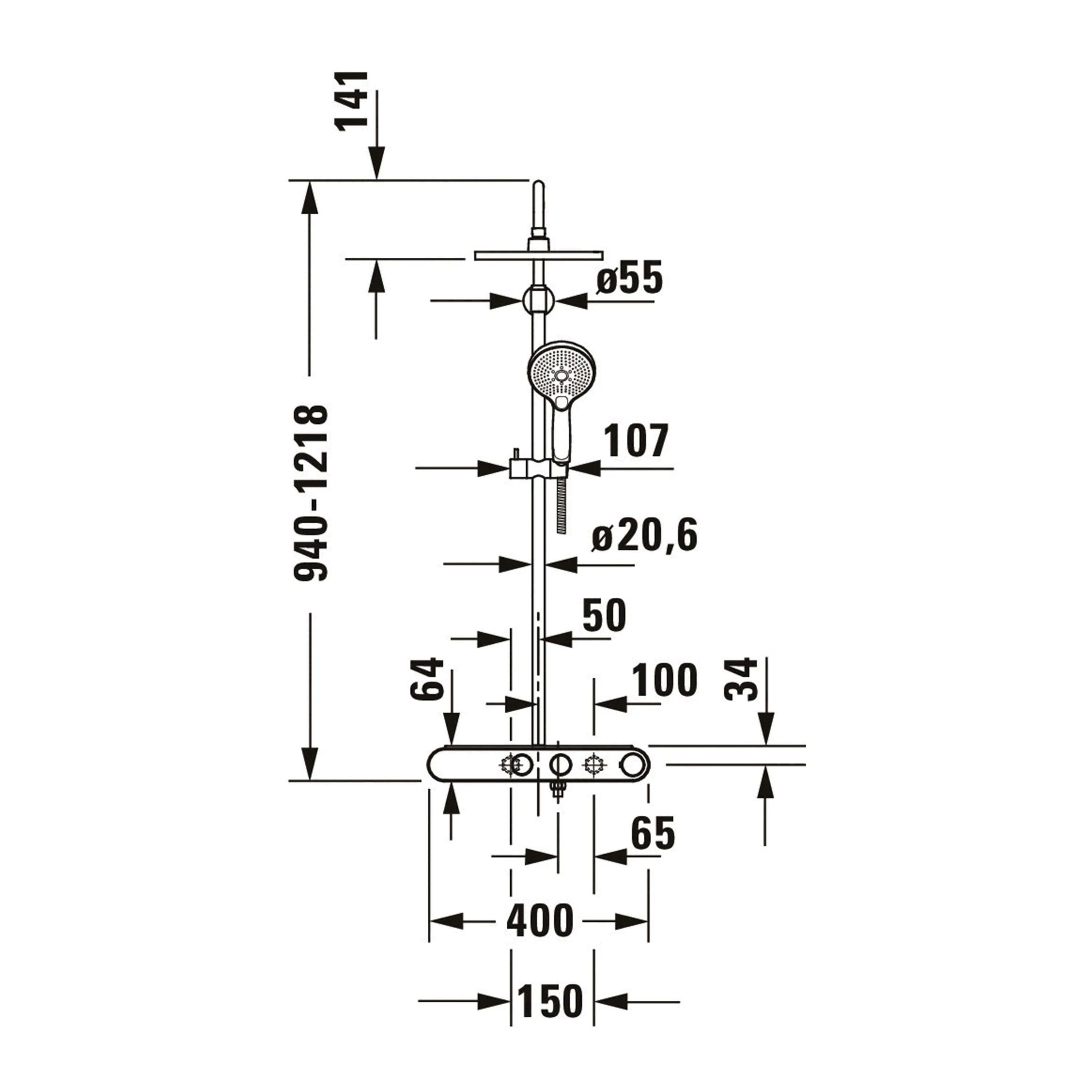System prysznicowy Duravit z termostatem i szklaną półką - Image 16