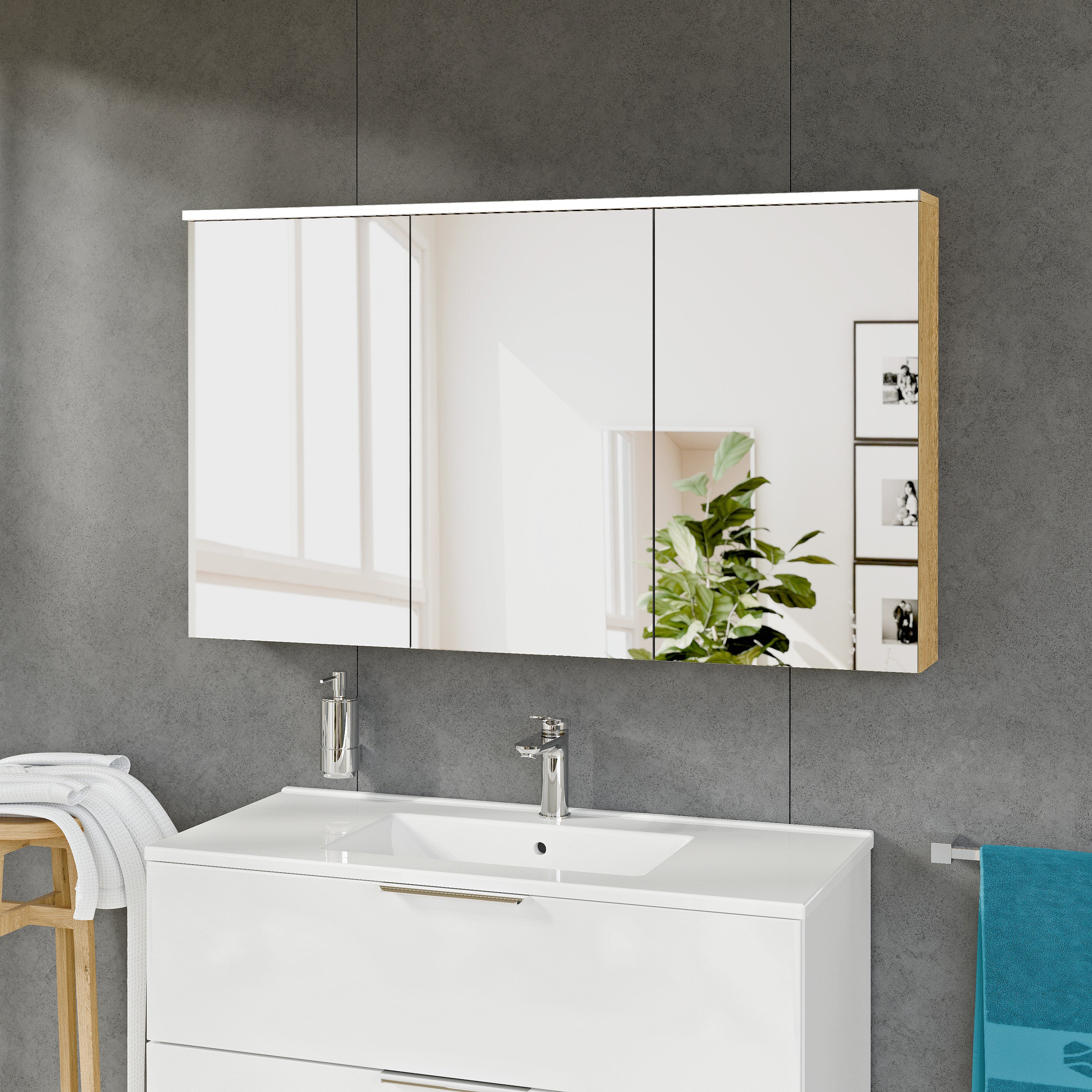 Szafka łazienkowa SOLO z oświetleniem LED i lustrem 120 cm - Image 13