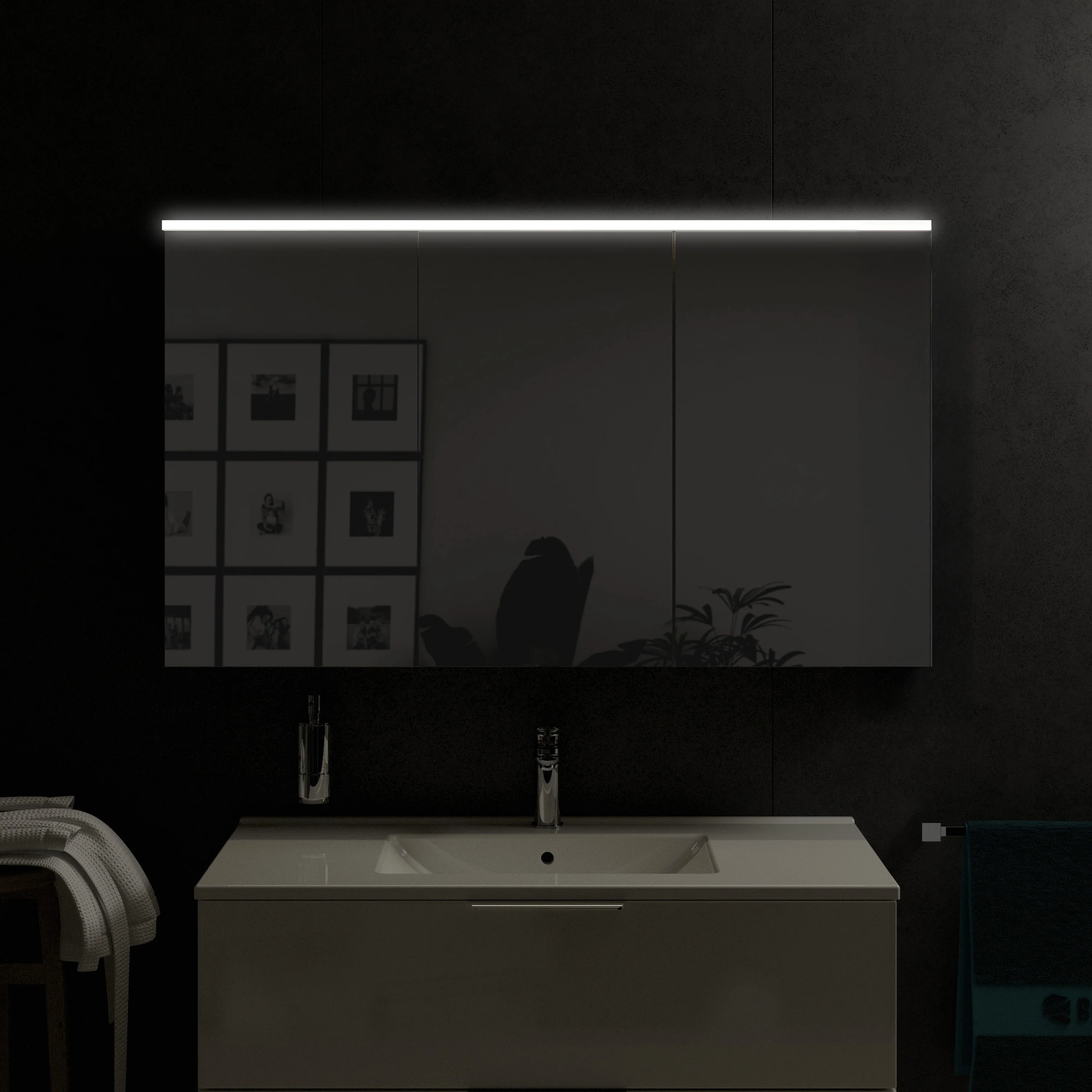 Szafka łazienkowa SOLO z oświetleniem LED i lustrem 120 cm - Image 3