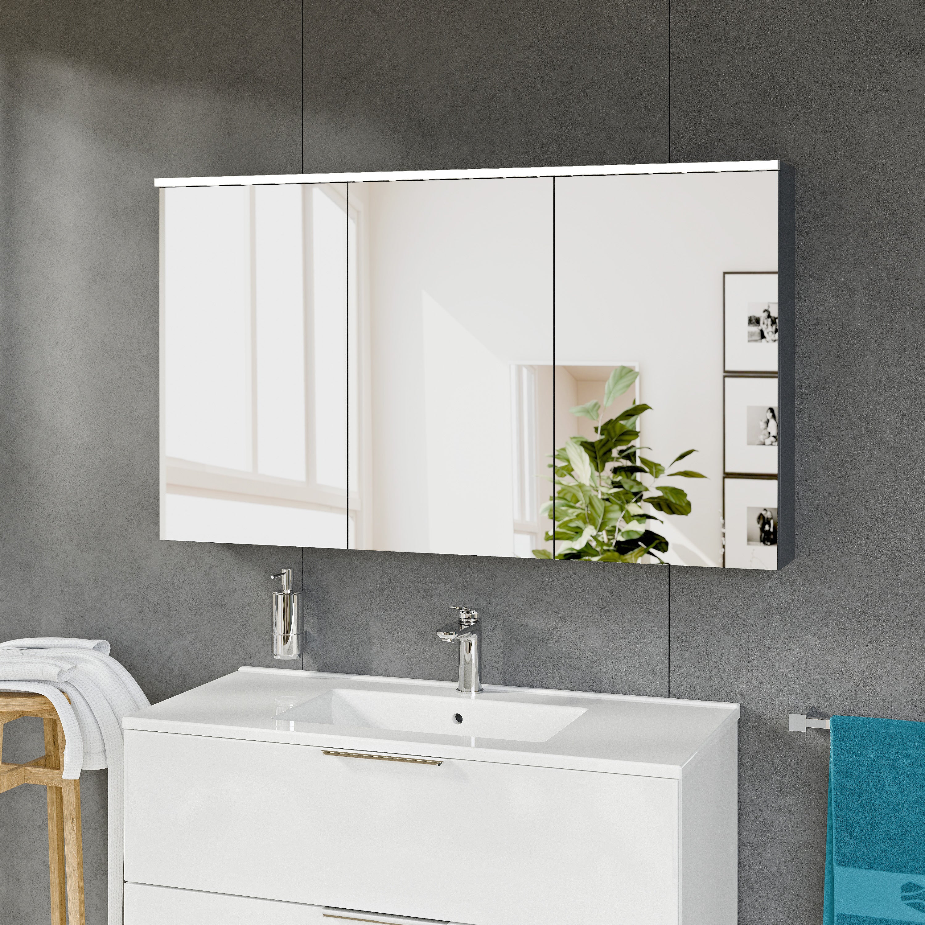 Szafka łazienkowa SOLO z oświetleniem LED i lustrem 120 cm - Image 7