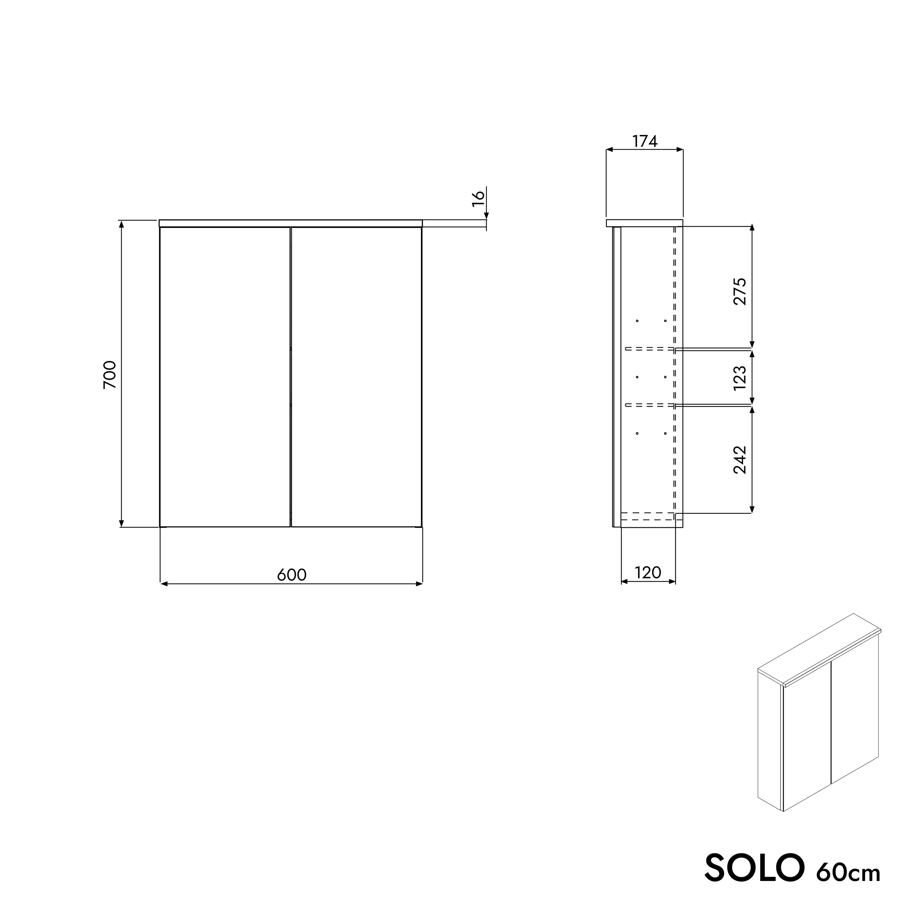 Szafka łazienkowa SOLO z oświetleniem LED i lustrem 60 cm - Image 16