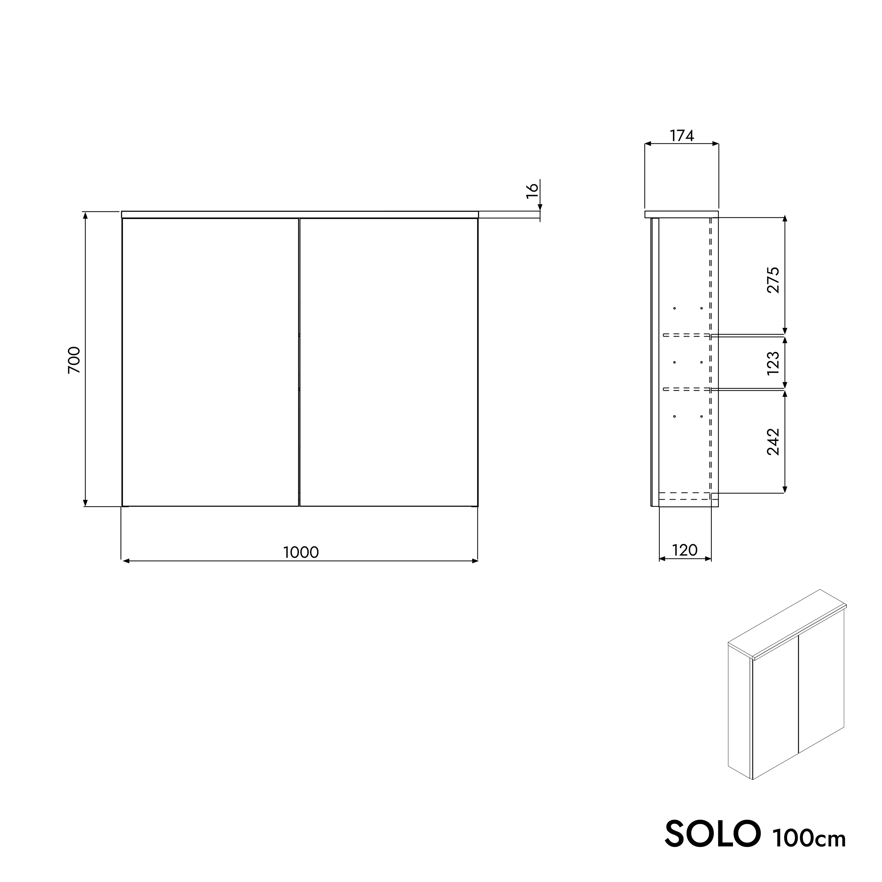 Szafka łazienkowa SOLO z oświetleniem LED i lustrem 100 cm - Image 16