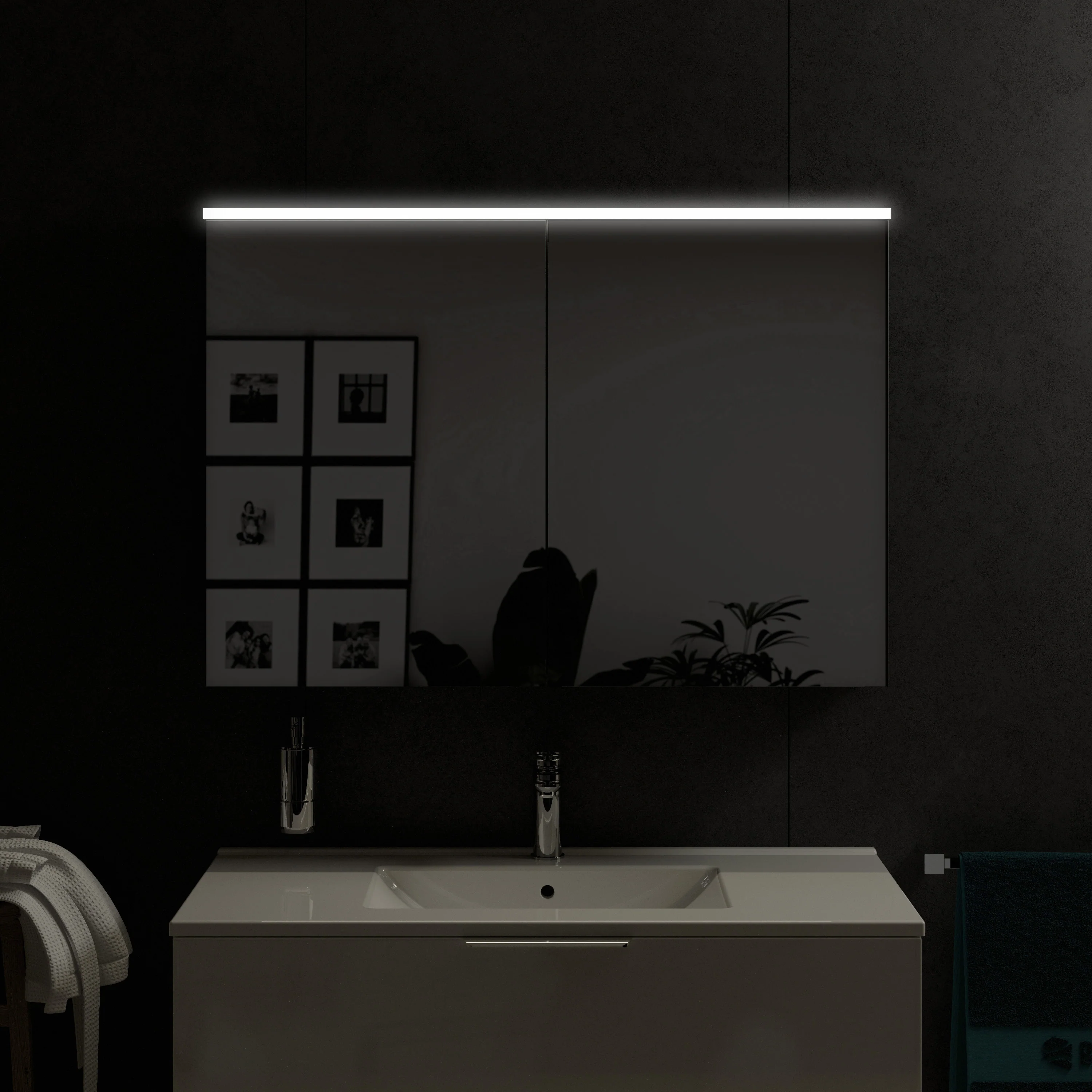 Szafka łazienkowa SOLO z oświetleniem LED i lustrem 100 cm - Image 8