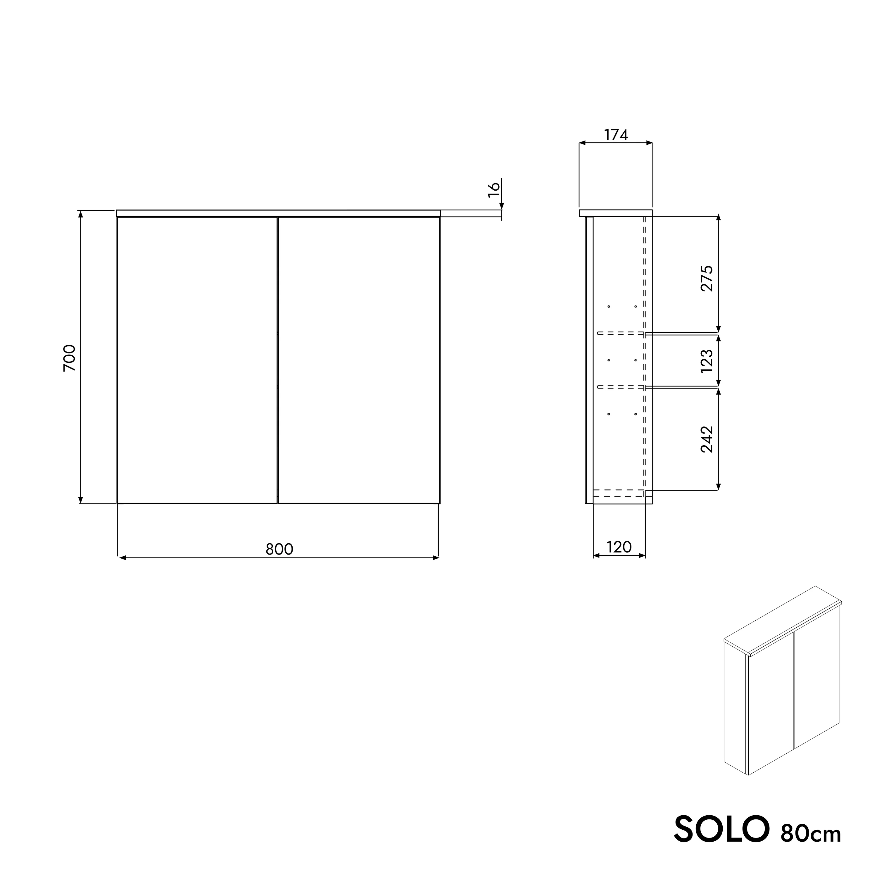Szafka łazienkowa SOLO z oświetleniem LED i lustrem 80 cm - Image 16