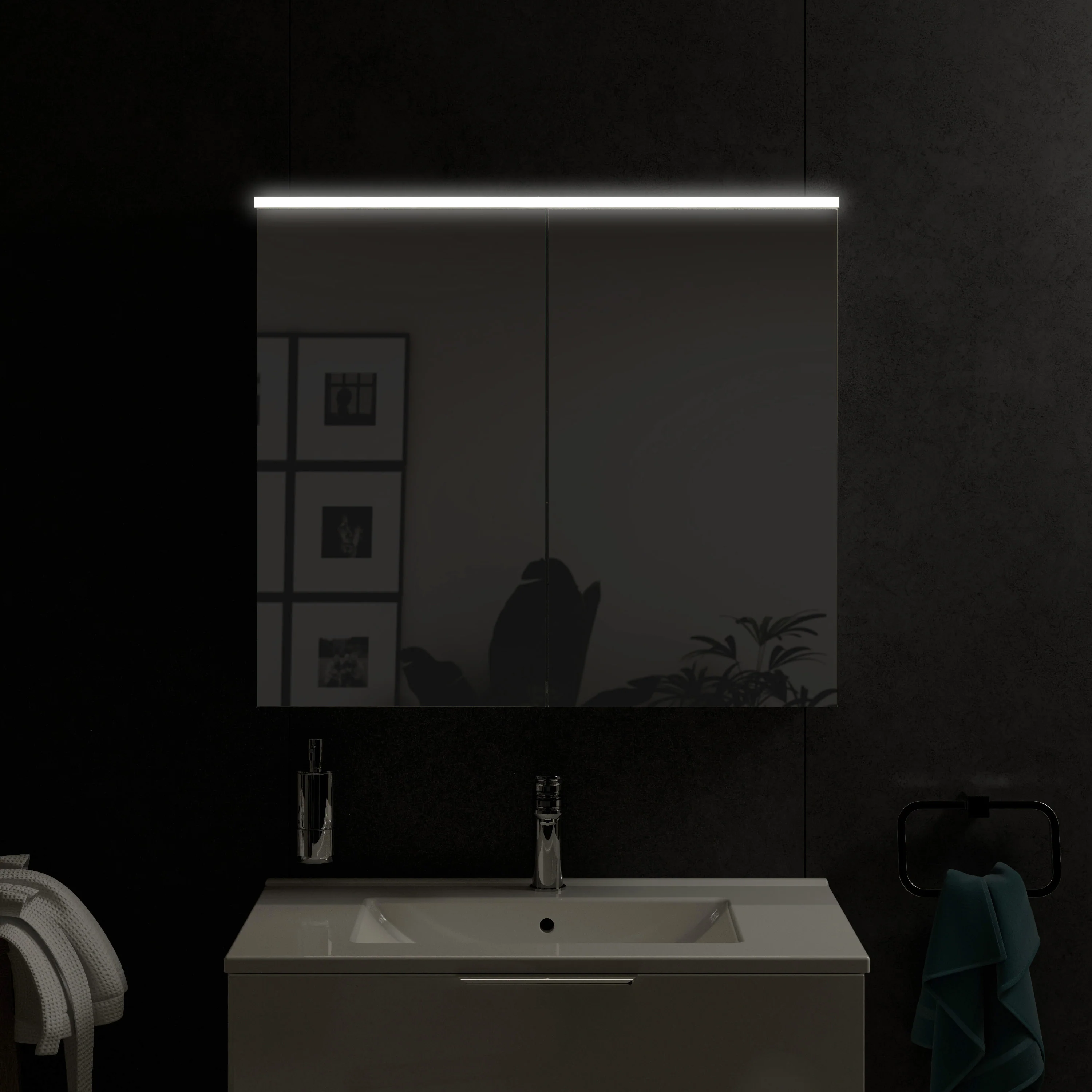 Szafka łazienkowa SOLO z oświetleniem LED i lustrem 80 cm - Image 8