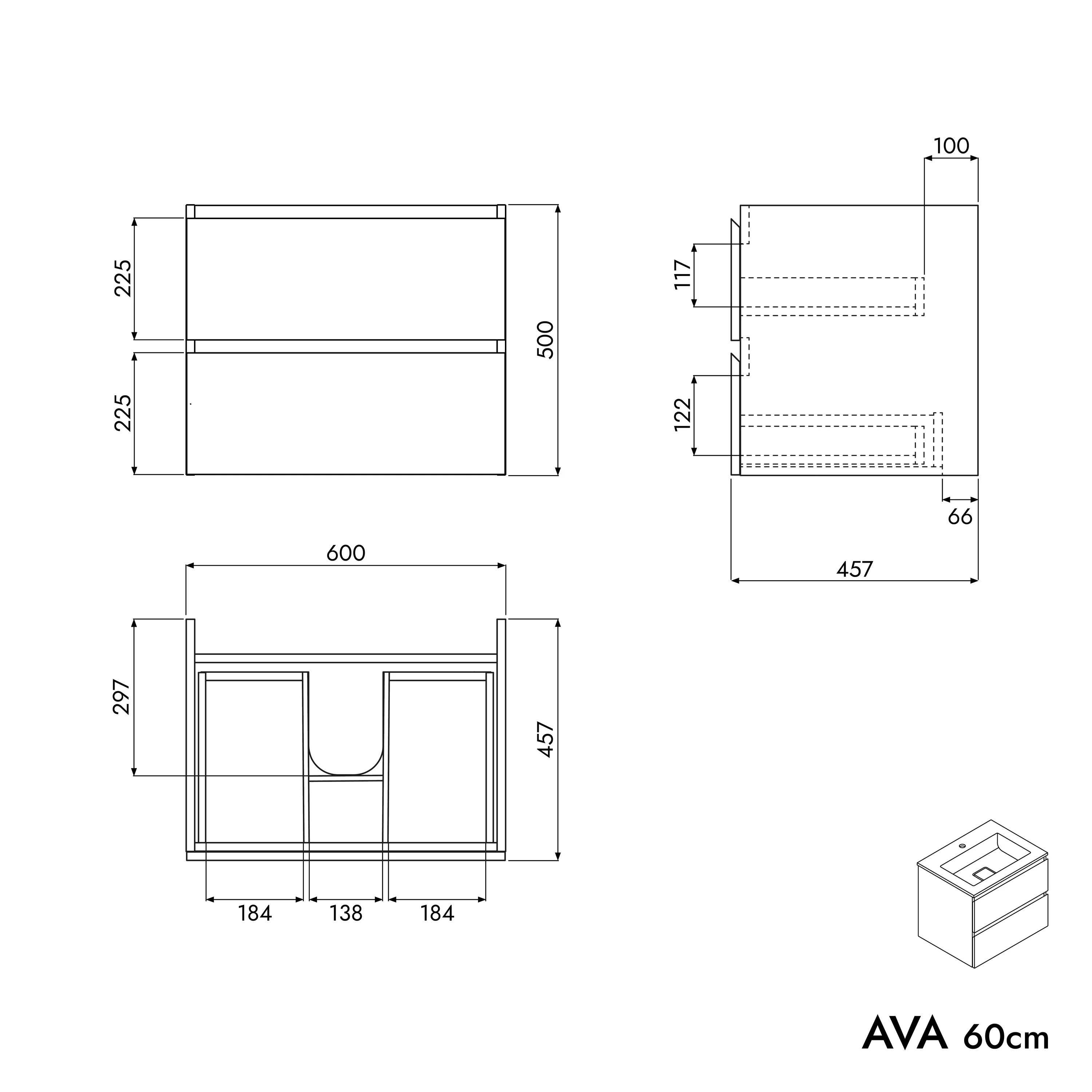 Szafka łazienkowa z umywalką AVA 60 cm - Image 47