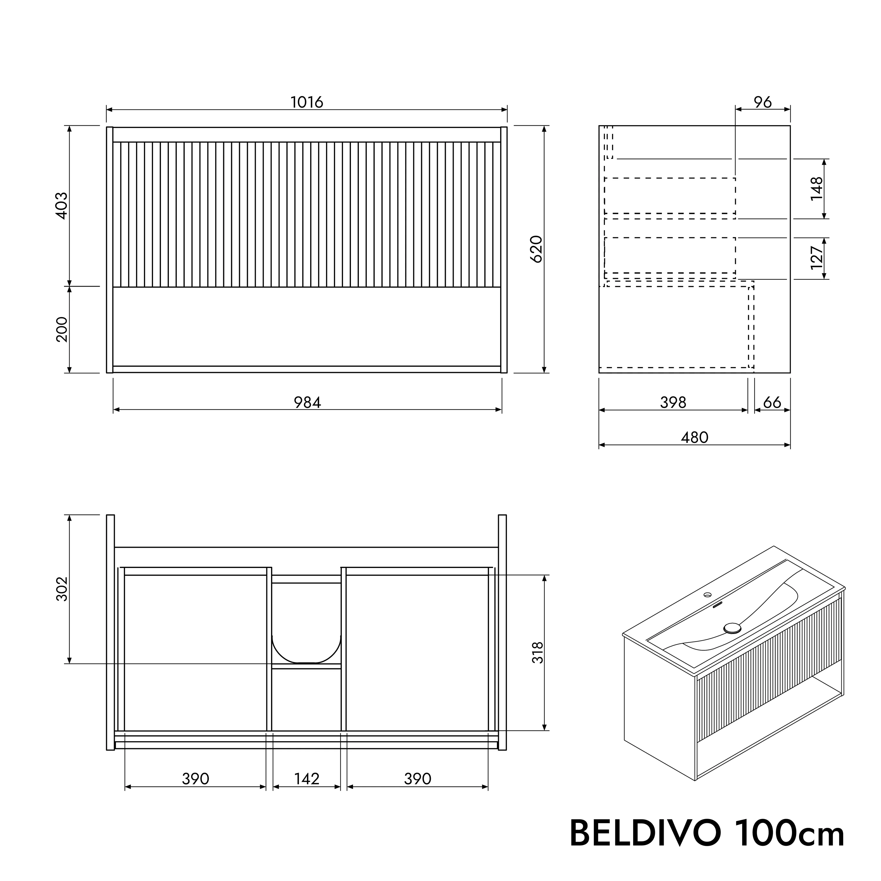 Szafka podumywalkowa BELDIVO 100 cm z umywalką ceramiczną Duravit - Image 25