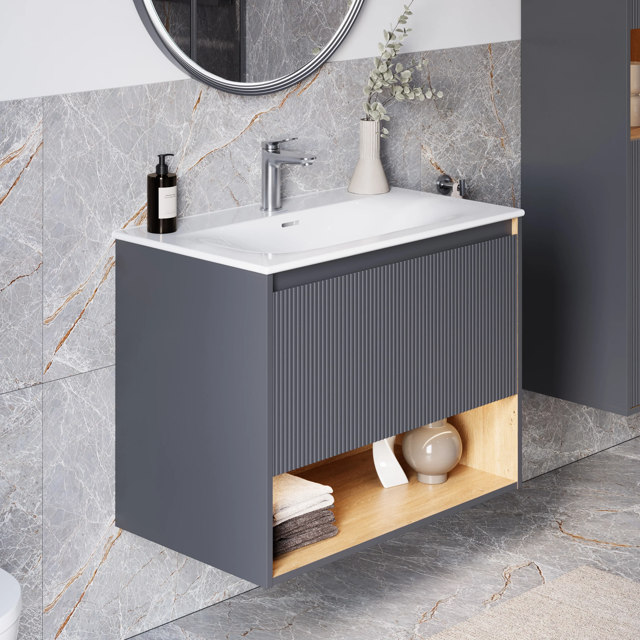 Szafka podumywalkowa BELDIVO 80 cm z umywalką ceramiczną Duravit