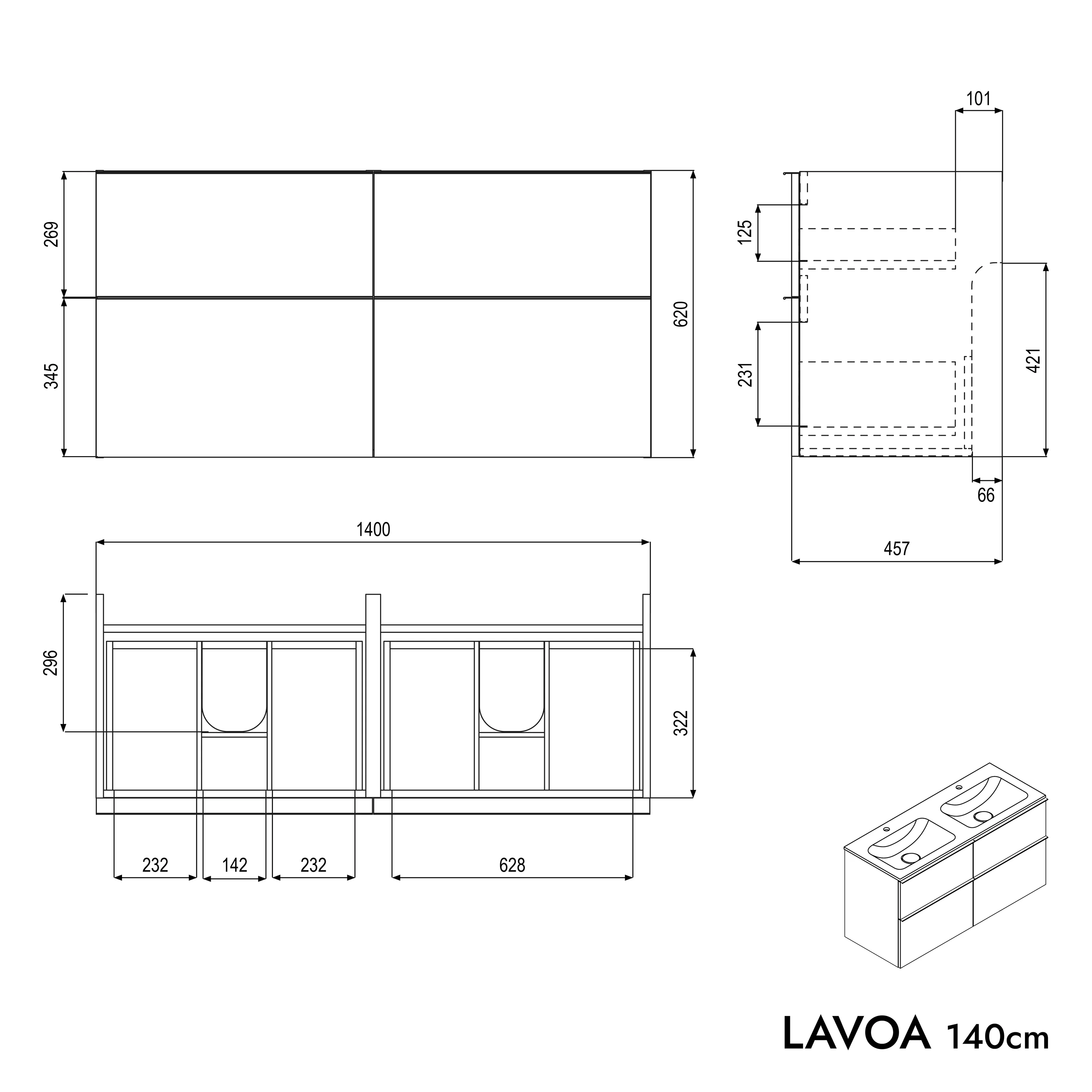 Szafka podumywalkowa LAVOA 140 cm - Image 70