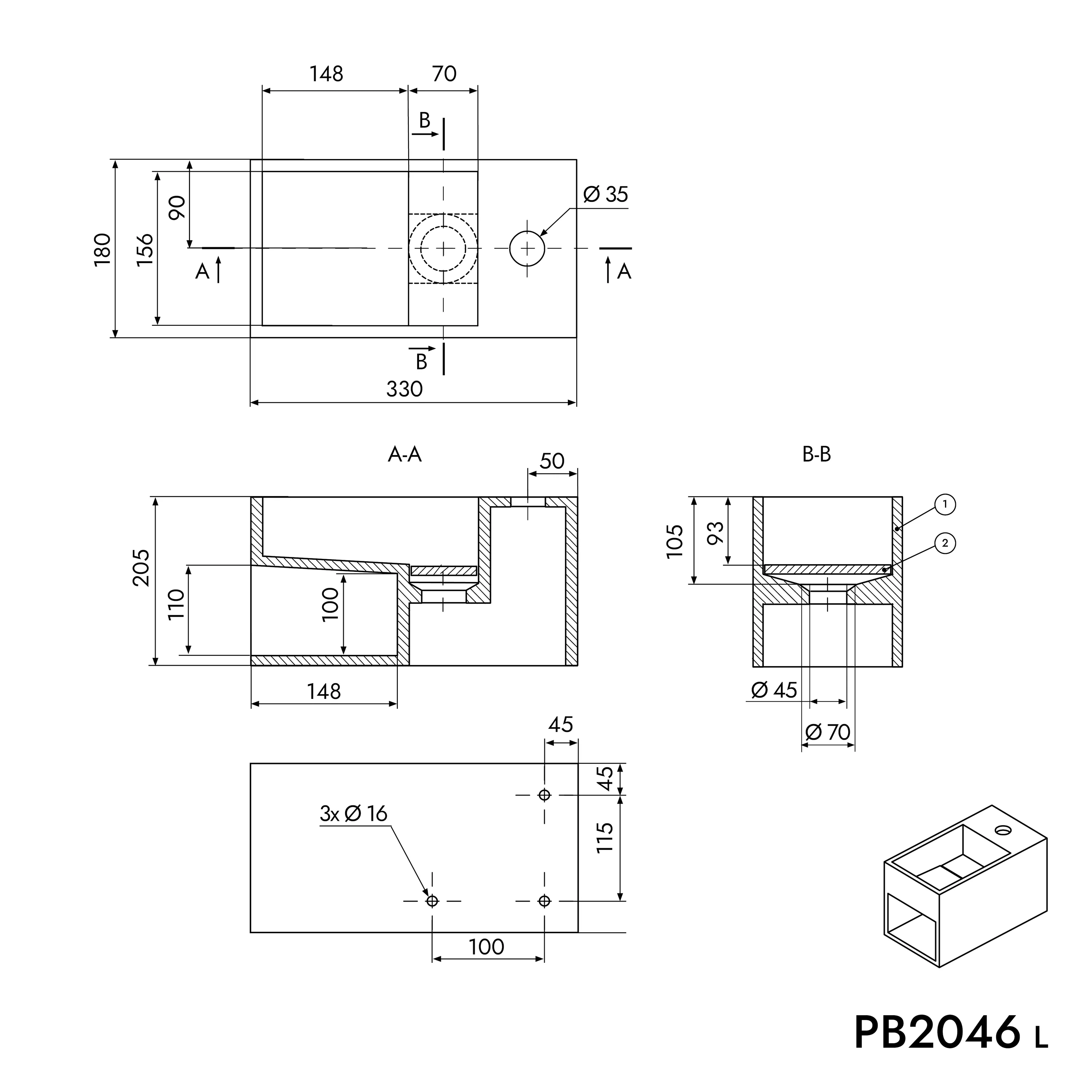 Umywalka wisząca z półką PB2046 odlew mineralny - Image 7
