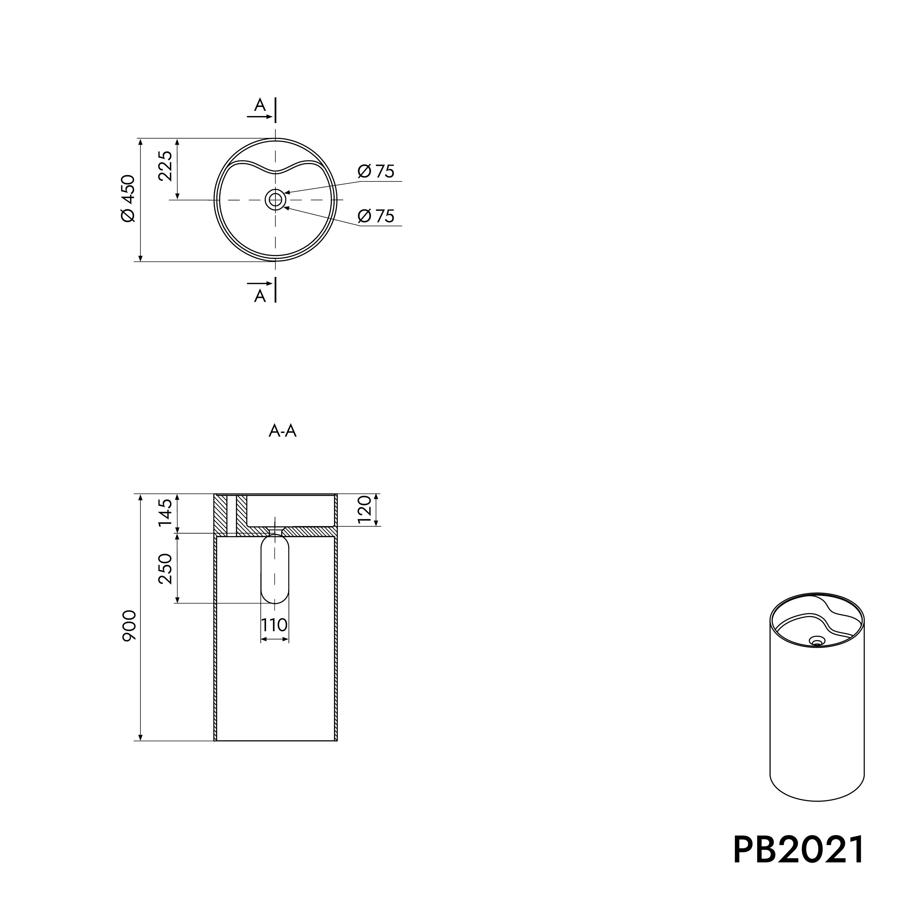 Umywalka stojąca PB2021 - Image 3