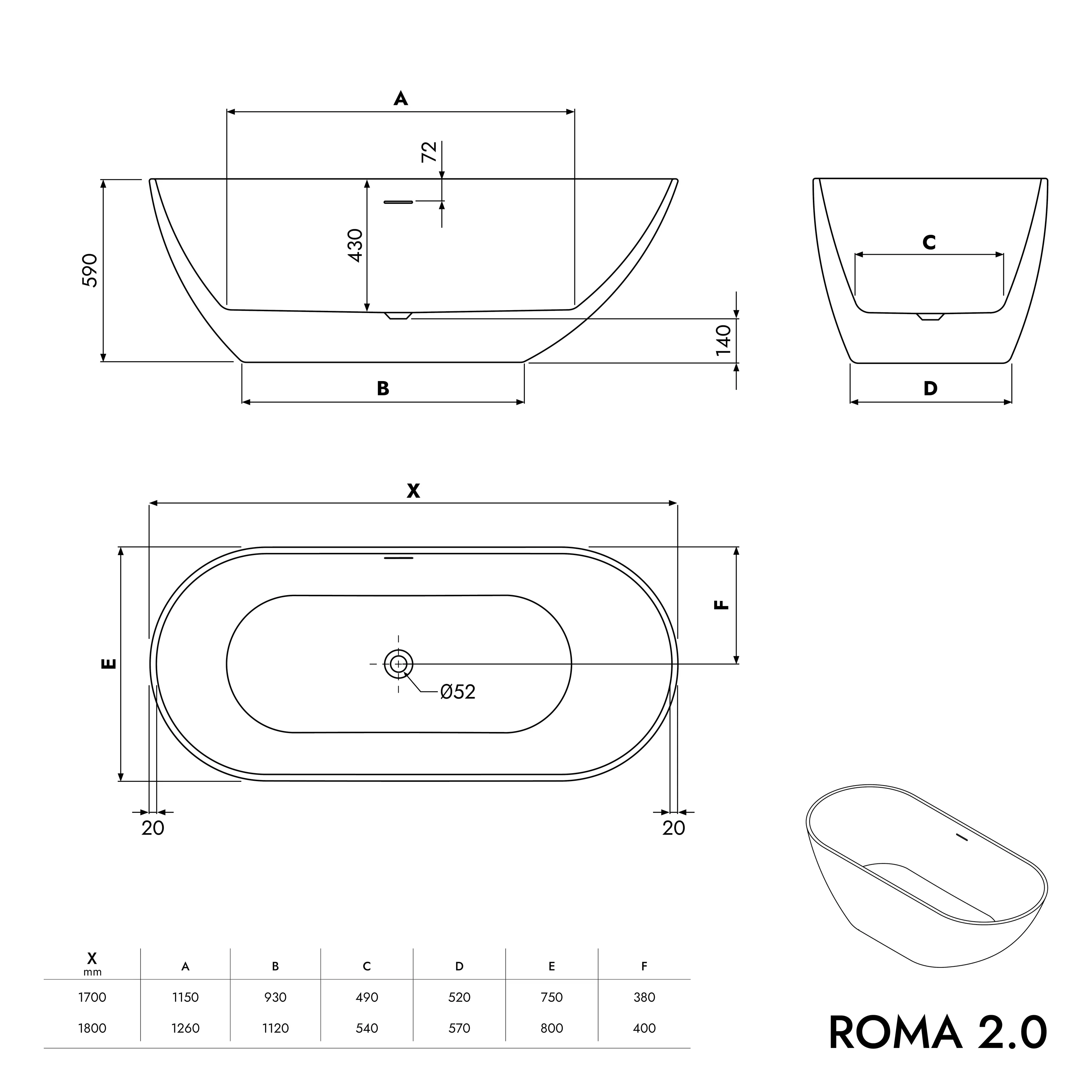 Wolnostojąca wanna ROMA 2.0 - Image 6