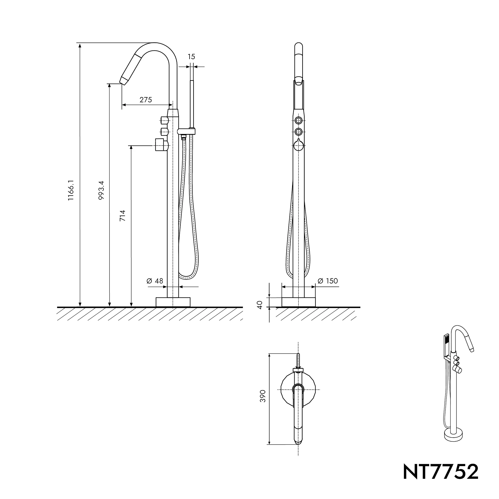 Wolnostojąca bateria wannowa NT7752 - Image 10