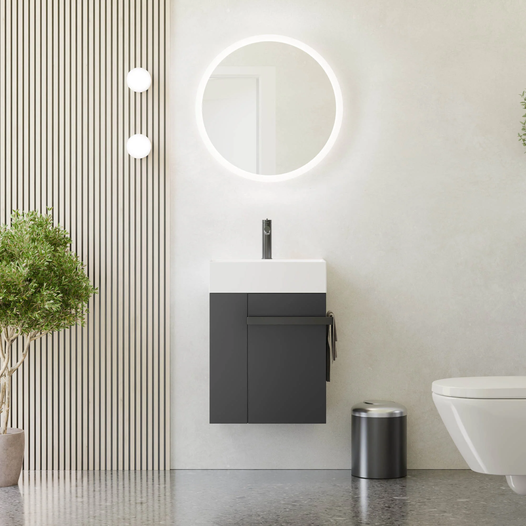 Zestaw mebli łazienkowych COMPACT 45 cm z umywalką do WC dla gości - Image 15