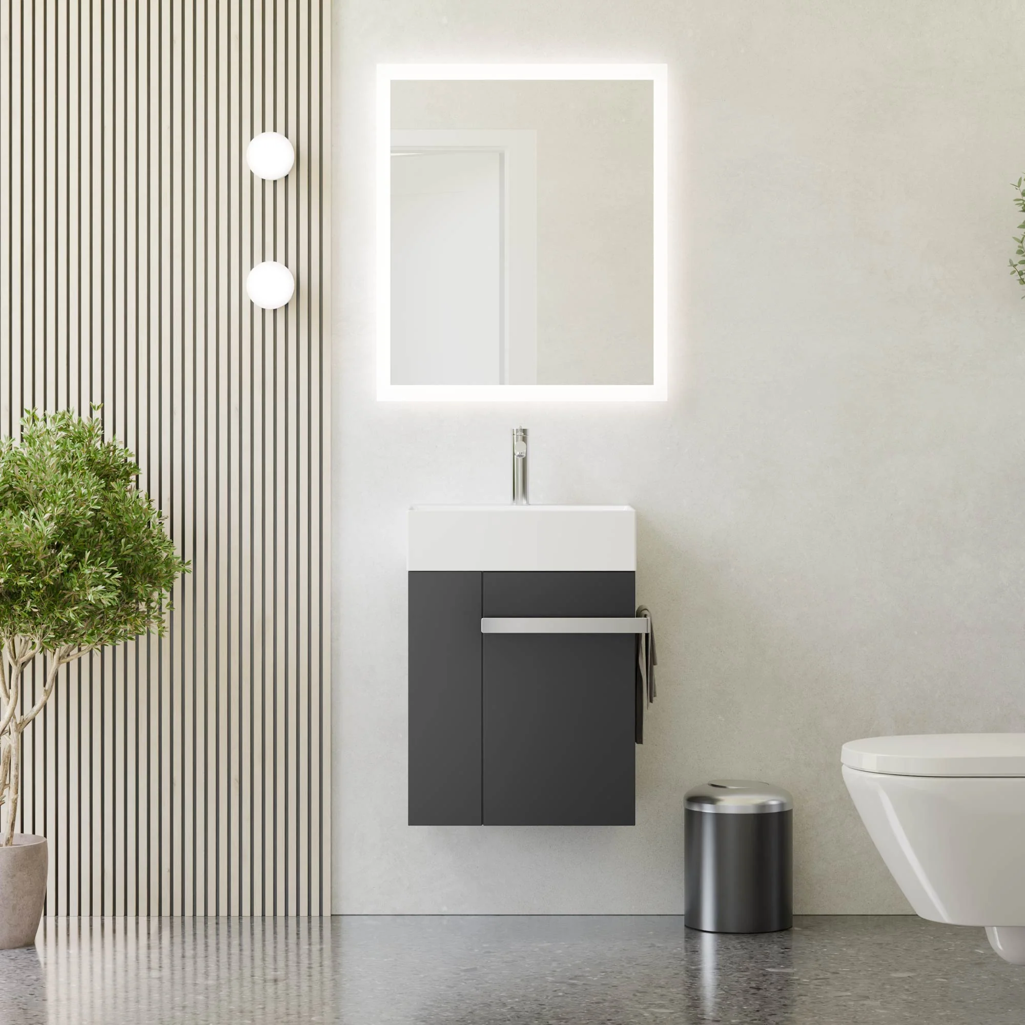 Zestaw mebli łazienkowych COMPACT 45 cm z umywalką do WC dla gości - Image 2