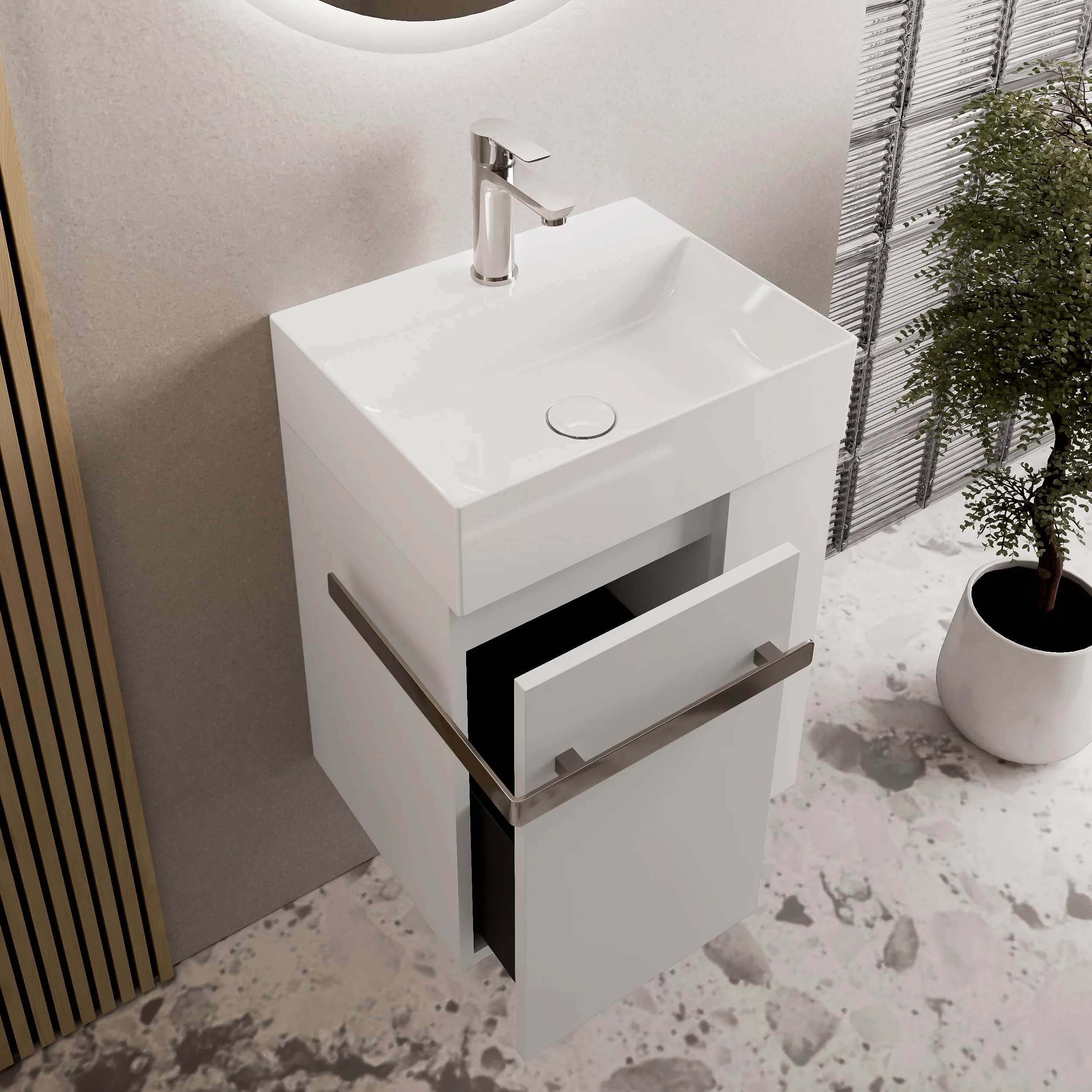 Zestaw mebli łazienkowych COMPACT 45 cm z umywalką do WC dla gości - Image 11