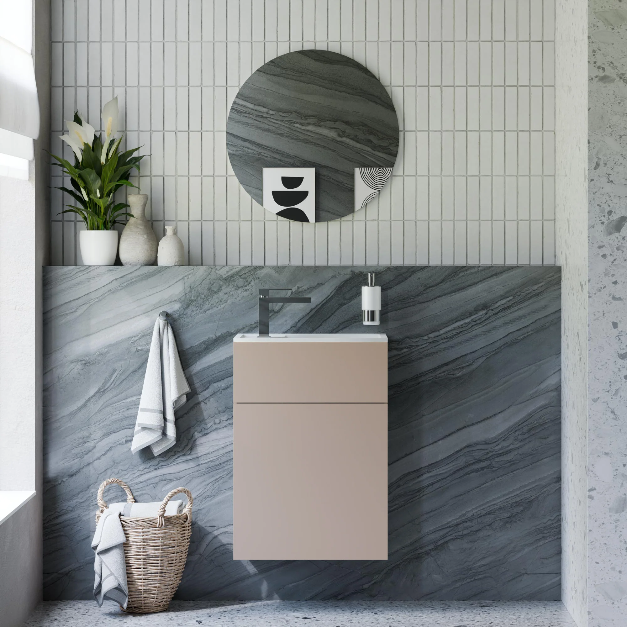 Zestaw mebli łazienkowych KONDA 50 cm z umywalką z odlewu mineralnego - Image 7