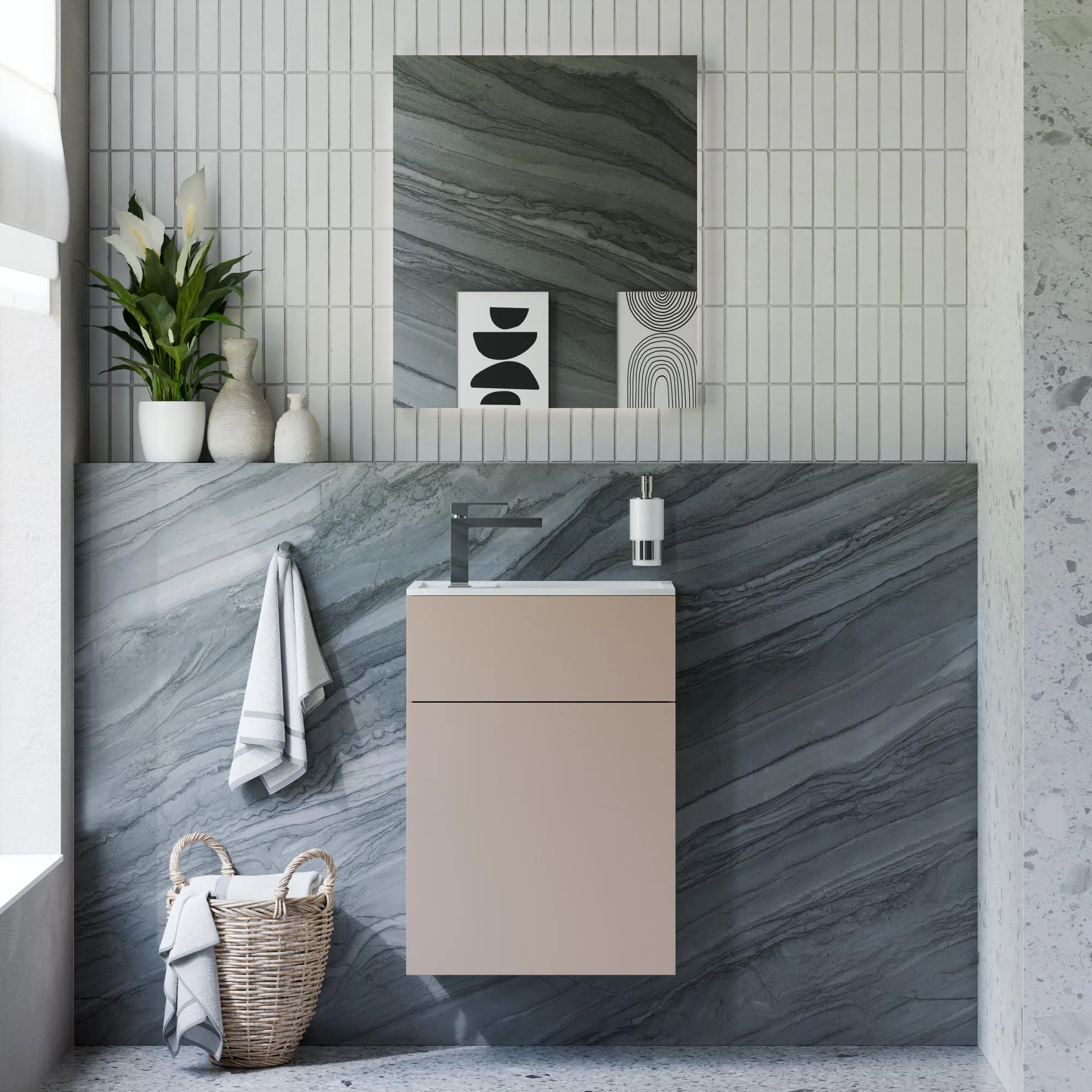 Zestaw mebli łazienkowych KONDA 50 cm z umywalką z odlewu mineralnego - Image 8