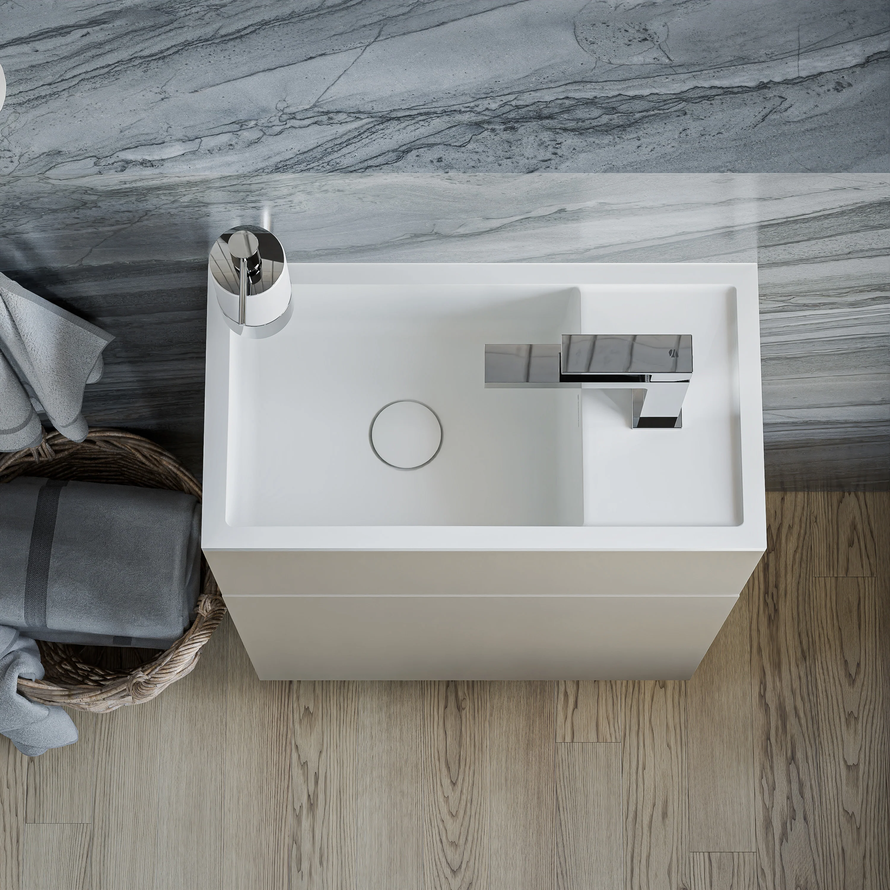 Zestaw mebli łazienkowych KONDA 50 cm z umywalką z odlewu mineralnego - Image 4